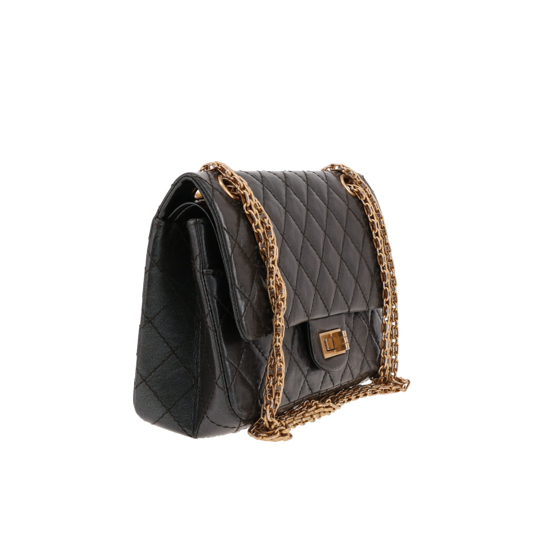 Bolso bandolera Chanel  2.55 en cuero irisado acolchado  verde