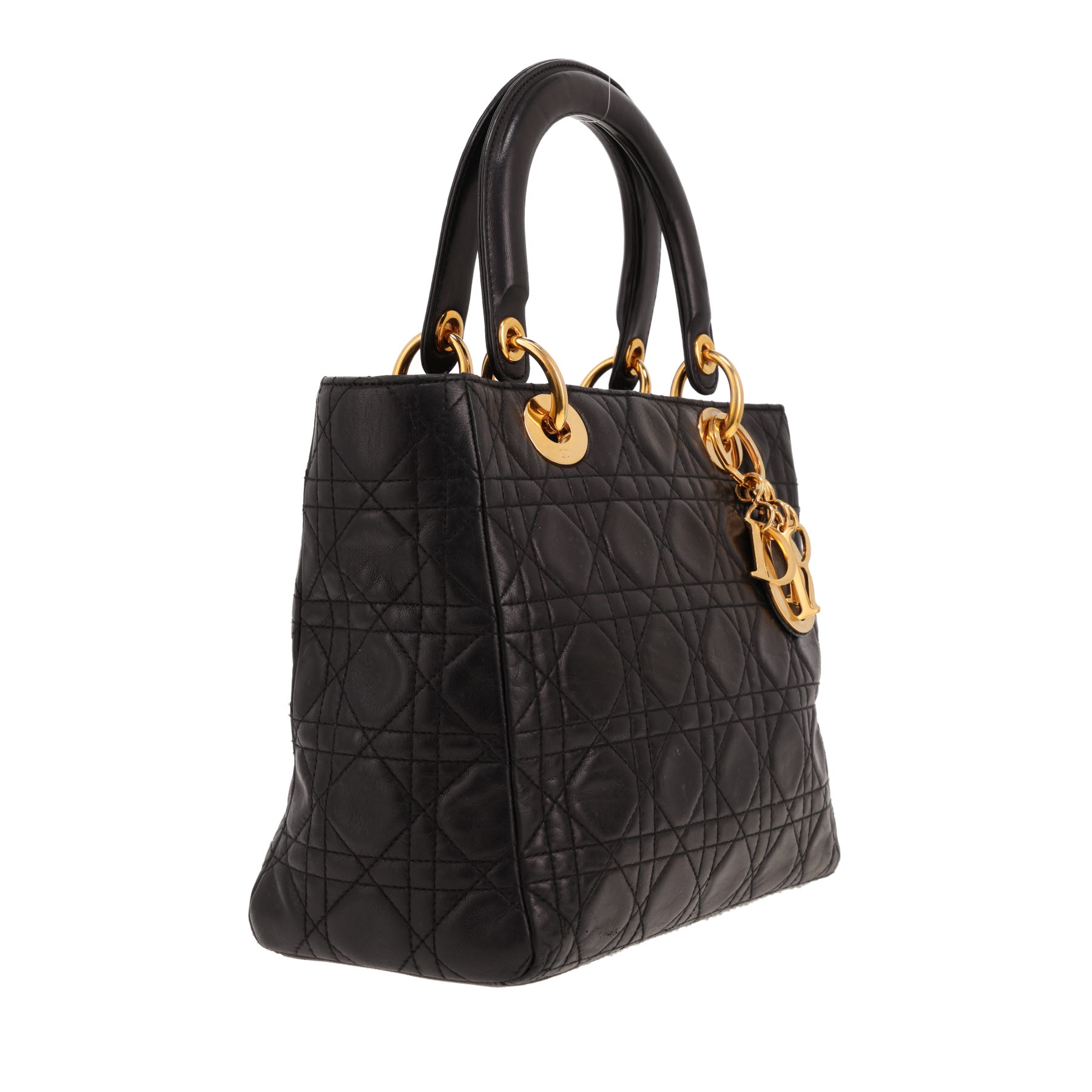 Sac à main Dior  Lady Dior en cuir cannage noir