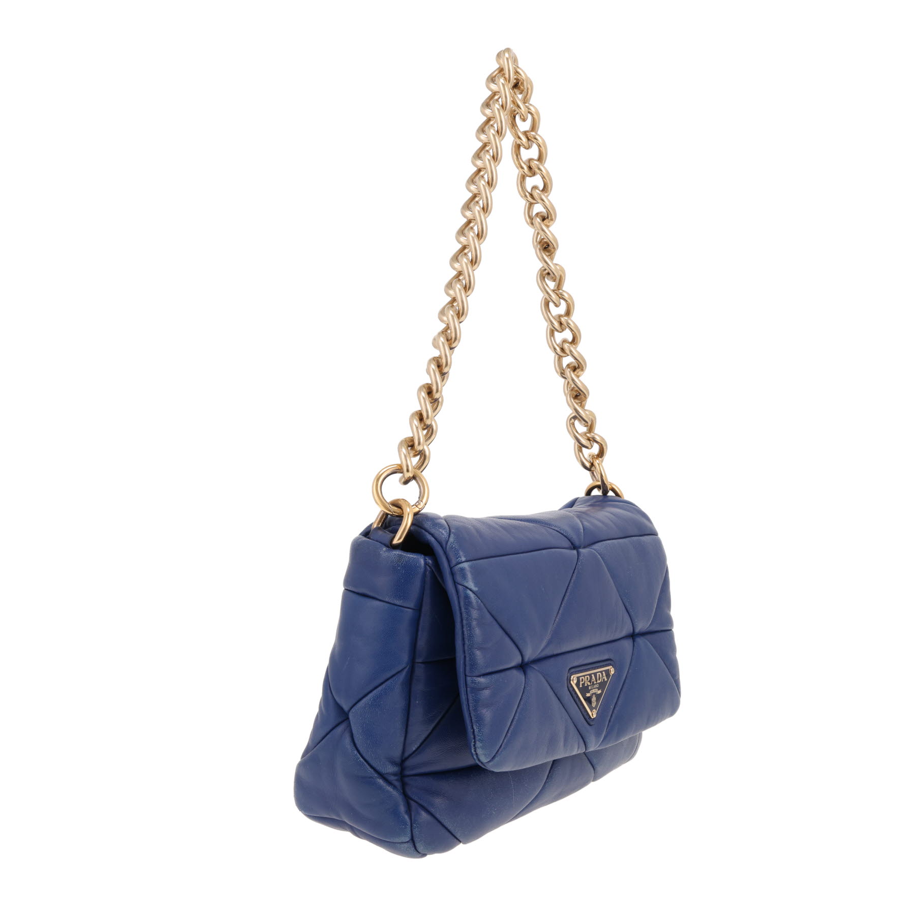 Prada   shoulder bag  in electric blue quilted leather