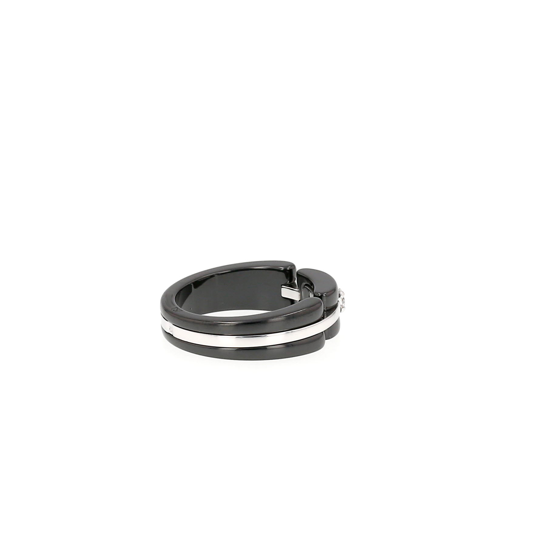 Anillo rígido Chanel Ultra de oro blanco, cerámica y diamantes