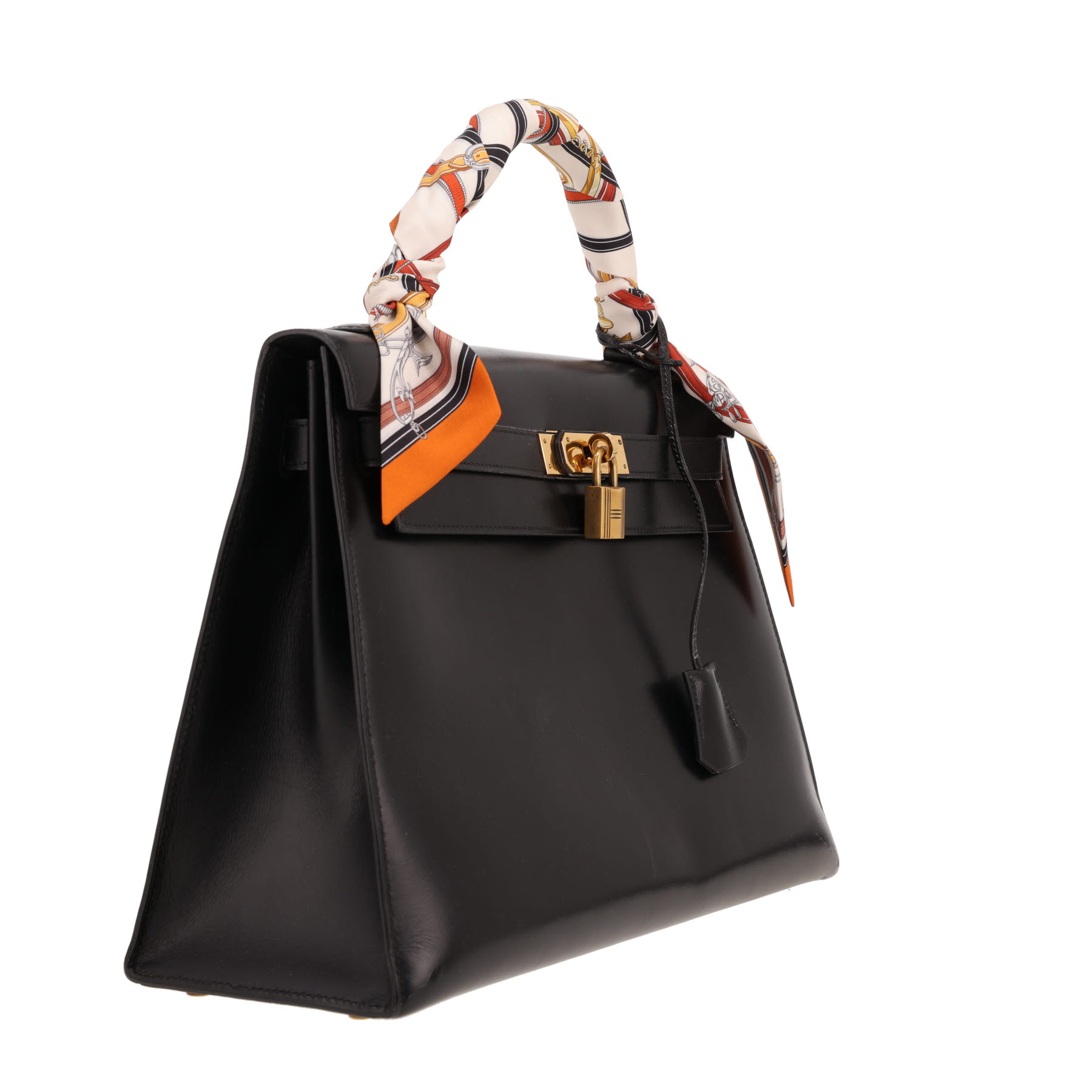 Bolso de mano Hermès  Kelly 32 cm en cuero box negro
