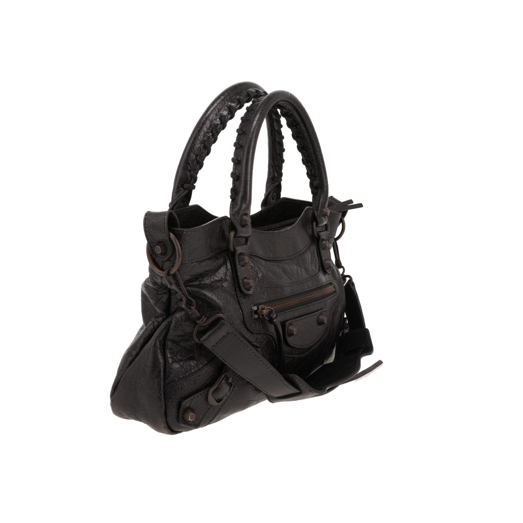 Balenciaga  First handbag  in black burnished leather