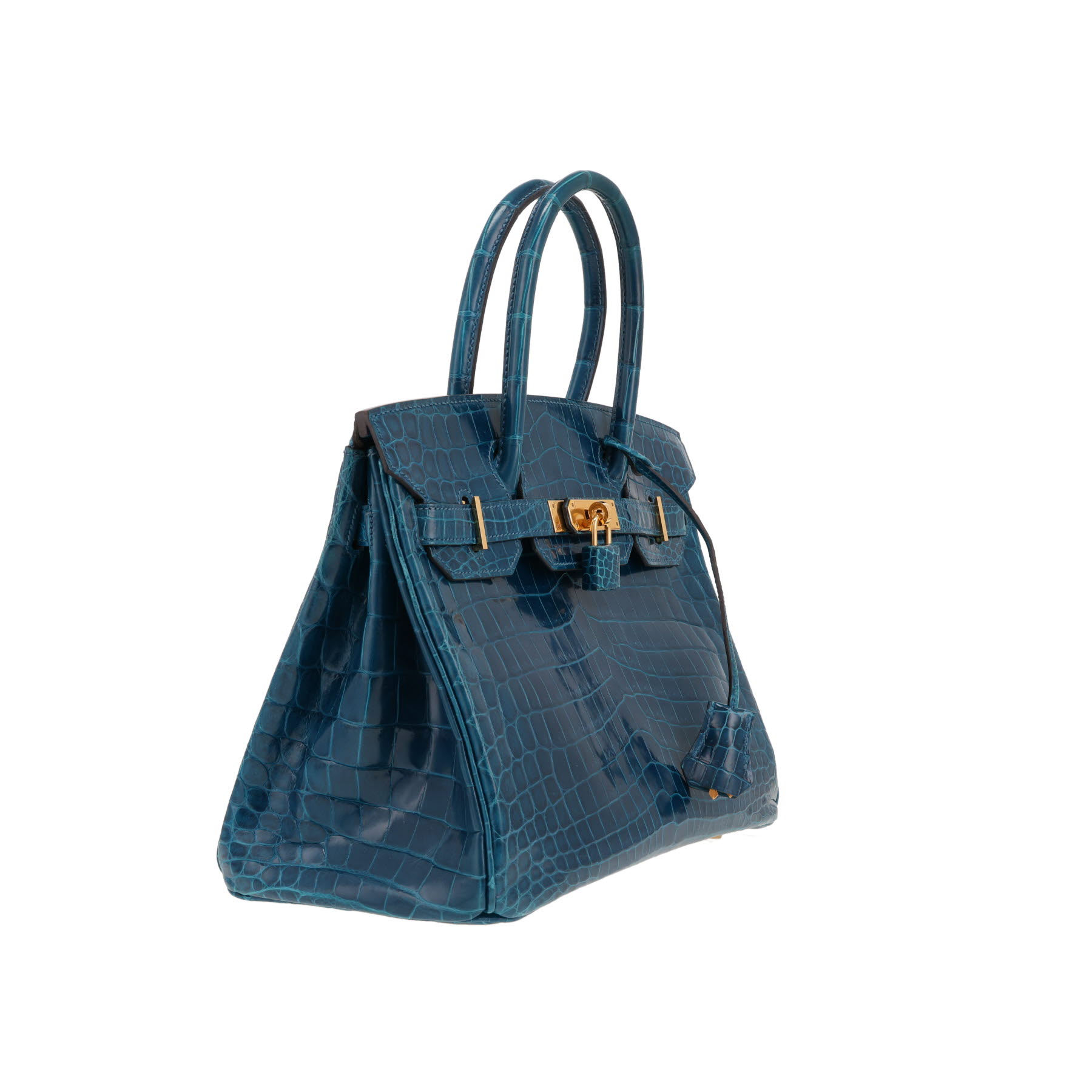 Bolso Hermès Birkin de 30 cm en cocodrilo nilótico azul Izmir
