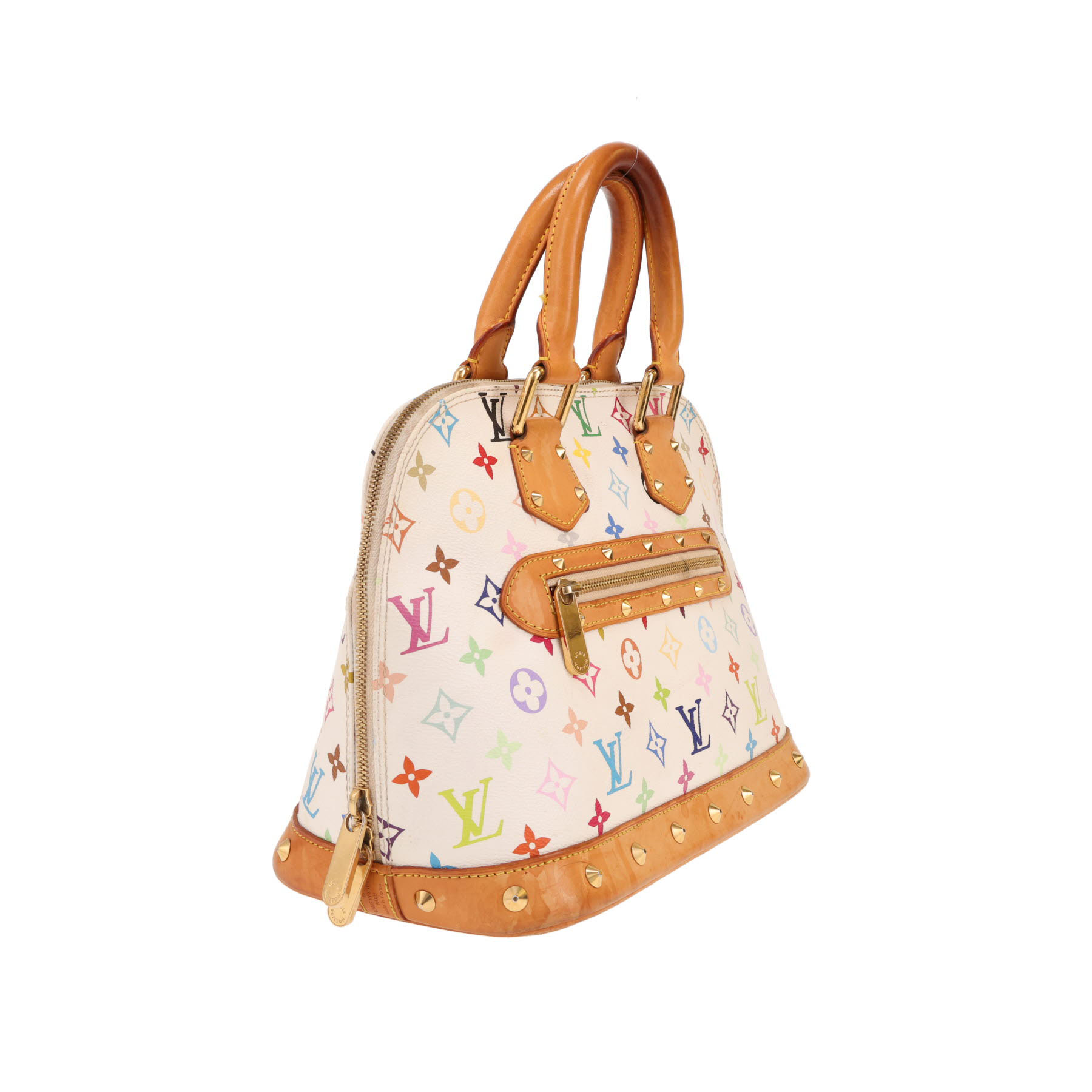 Sac à main Louis Vuitton  Alma Editions Limitées en toile monogram multicolore et blanche et cuir naturel