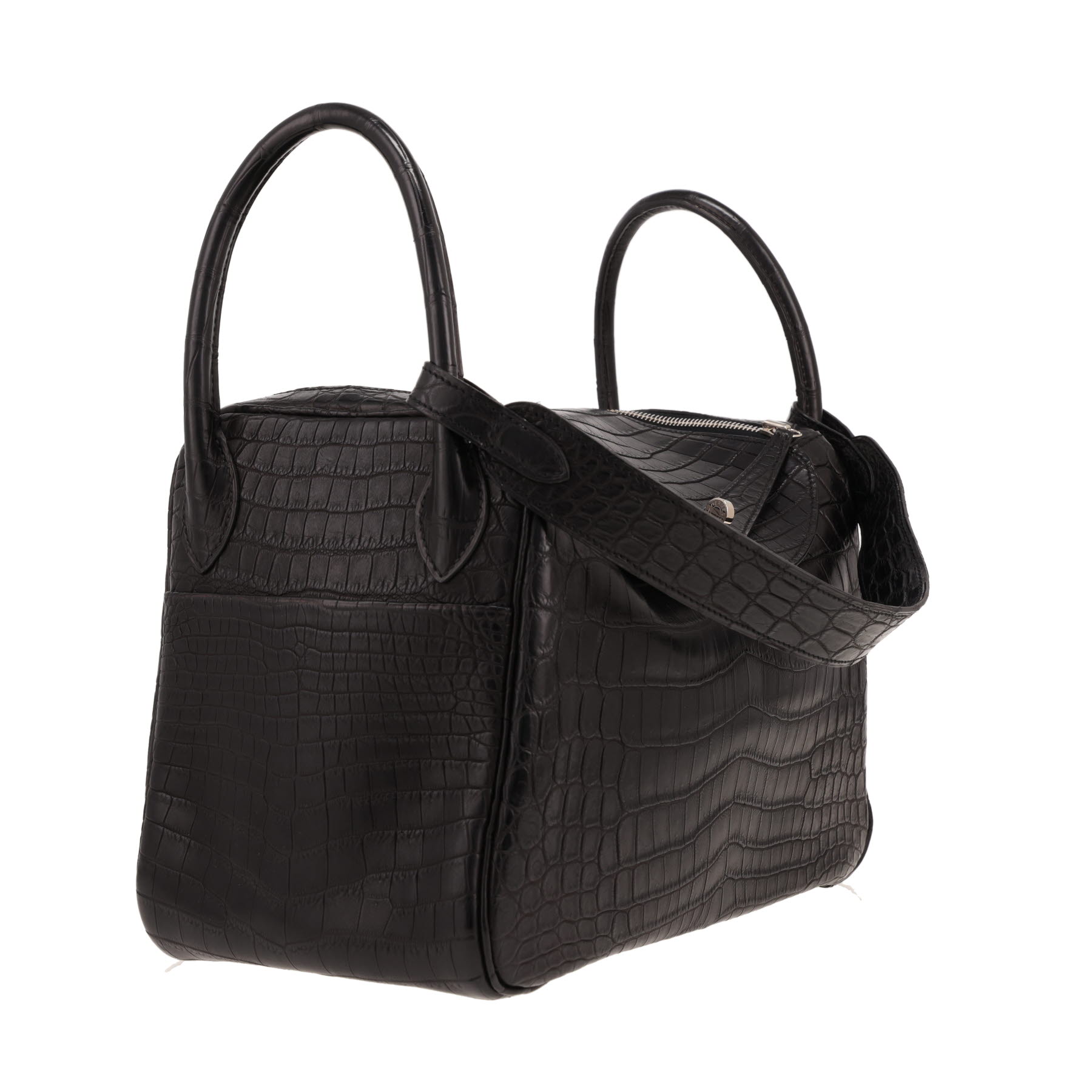 Sac à main Hermès  Lindy 30 cm en crocodile niloticus noir