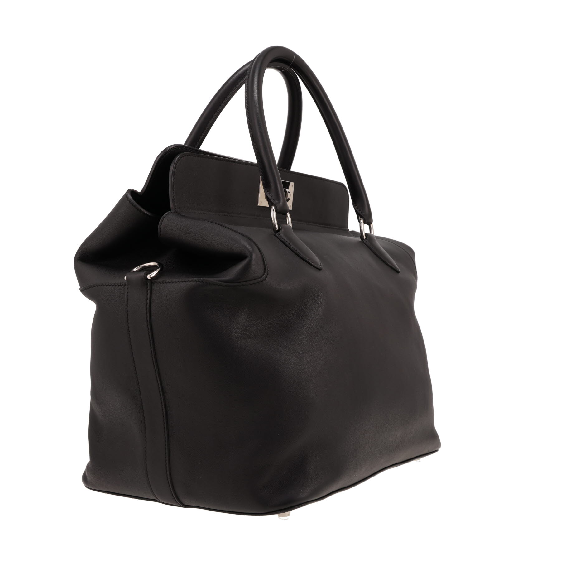 Bolso de mano Hermès  Tool Box en cuero swift negro