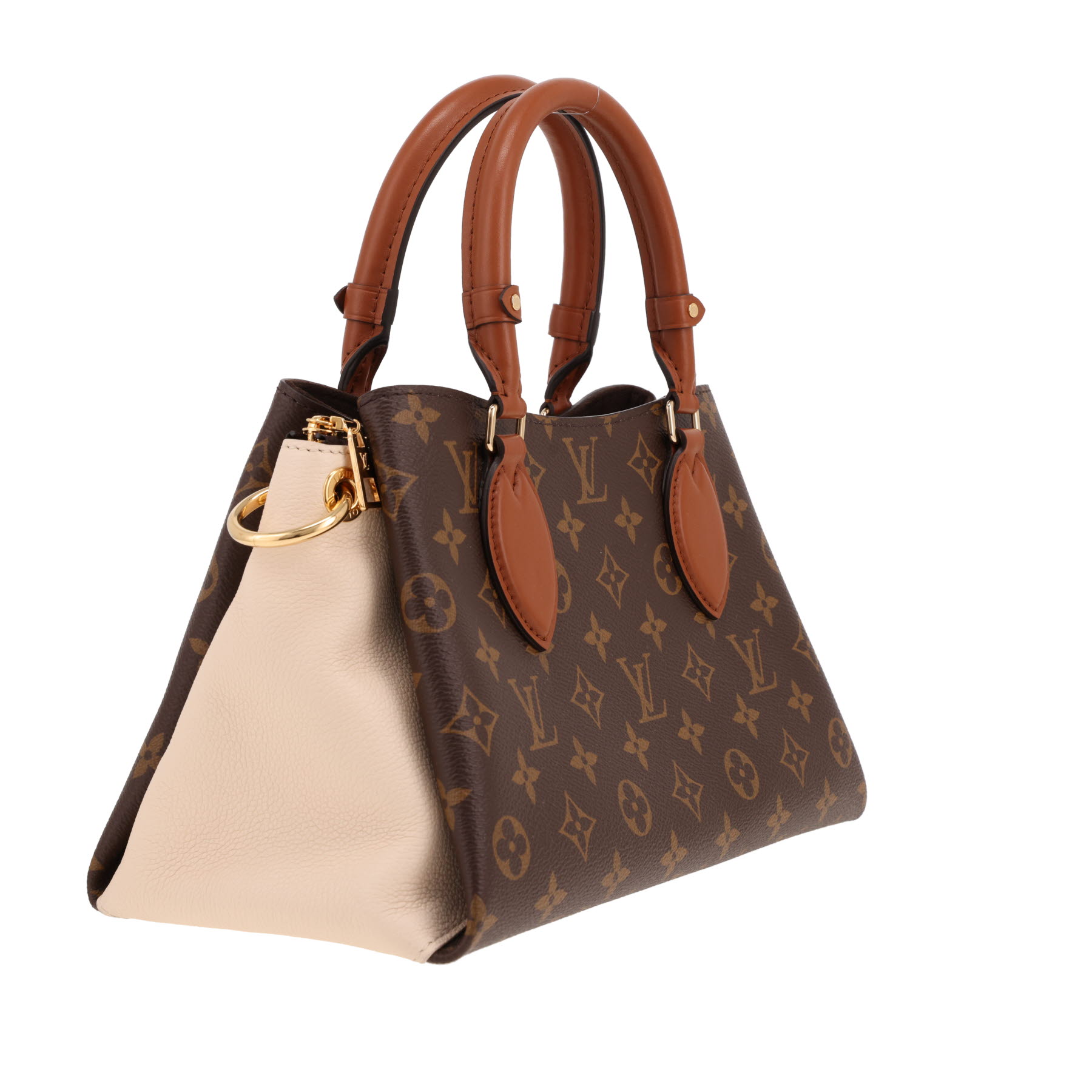 Louis Vuitton  Opéra handbag  in beige and brown leather  and brown monogram canvas
