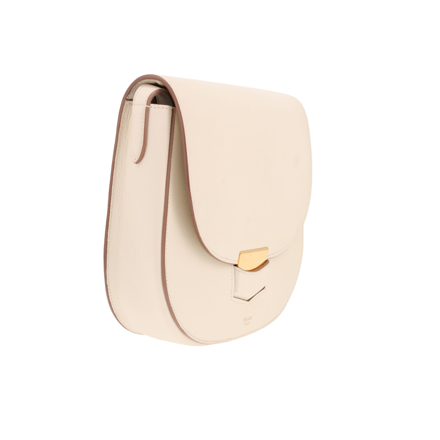 Celine Trotteur shoulder bag in white grained leather