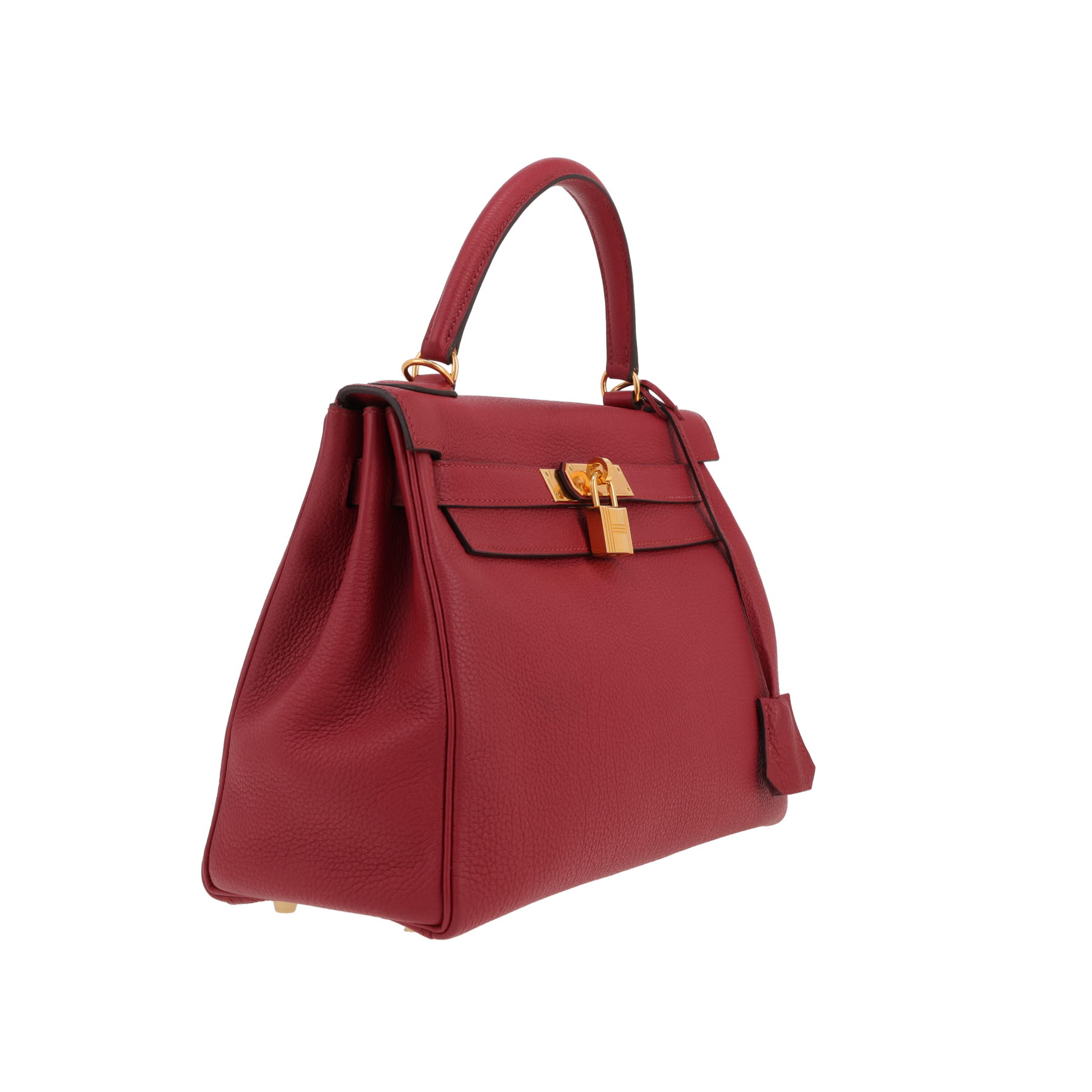 Borsa Hermès  Kelly 28 cm in pelle togo rosso granata