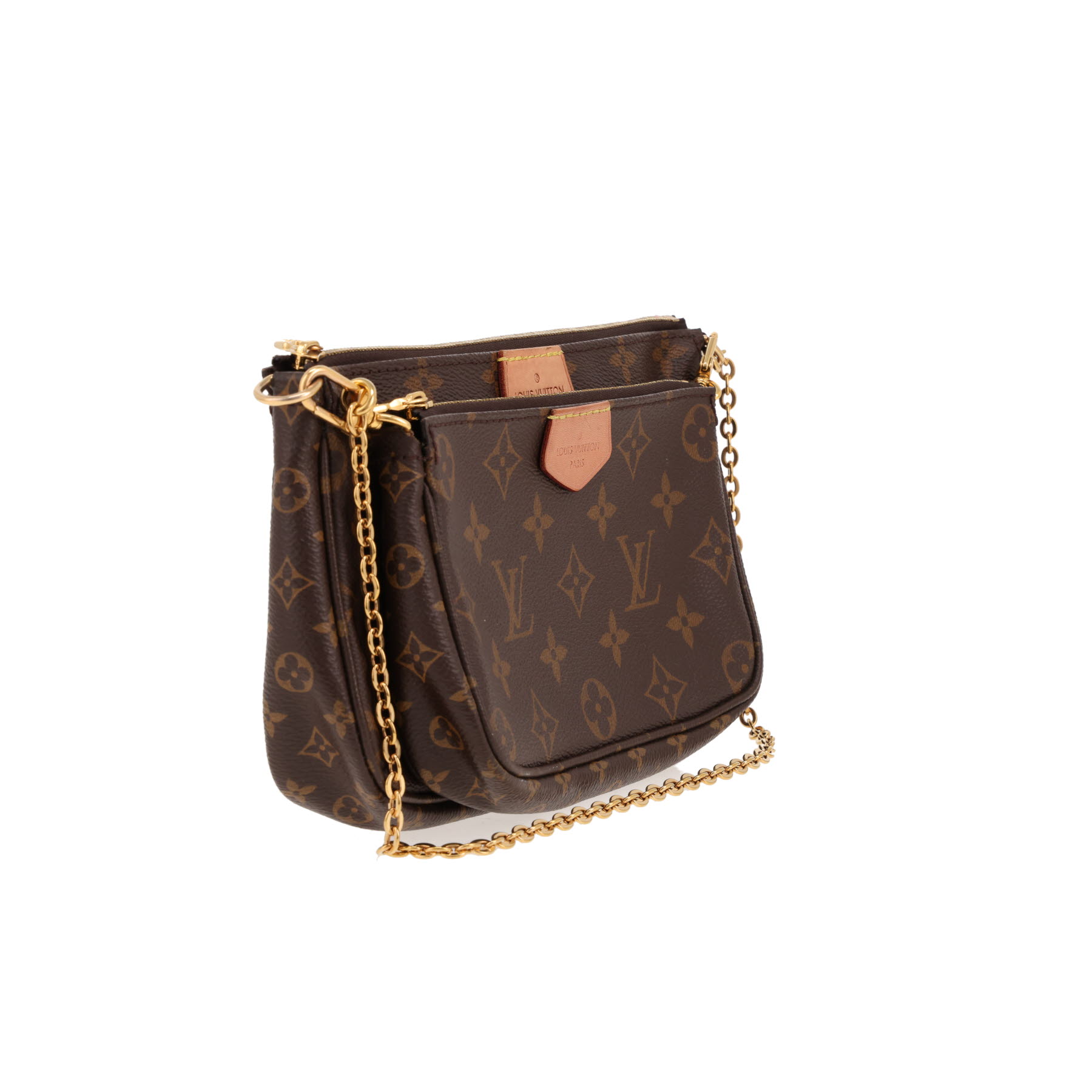 Sac bandoulière Louis Vuitton  Multi-Pochette Accessoires en toile monogram marron et cuir naturel
