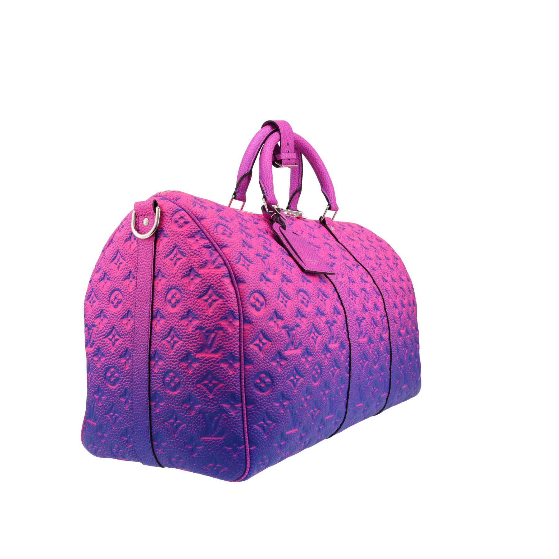 Sac à main Louis Vuitton Keepall Editions Limitées en cuir monogram empreinte Illusion dégradé rose et violet
