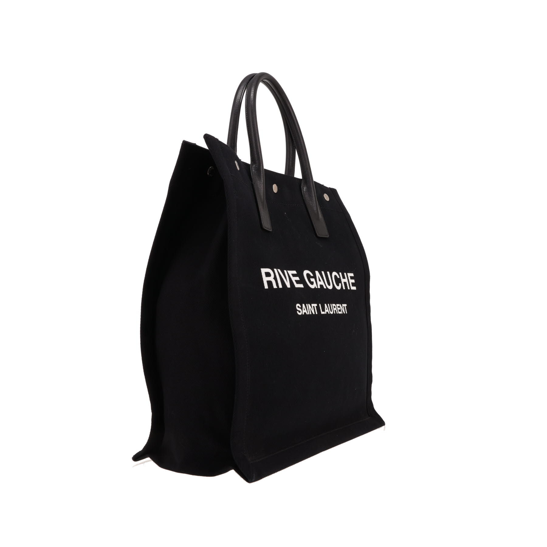 Saint Laurent Rive Gauche tote bag in black canvas and black leather