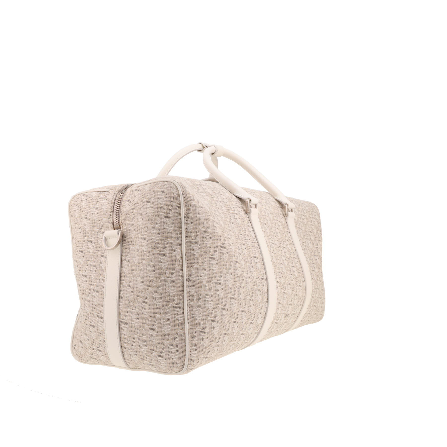 Dior  Lingot 50 travel bag  in white monogram canvas Oblique  and white leather