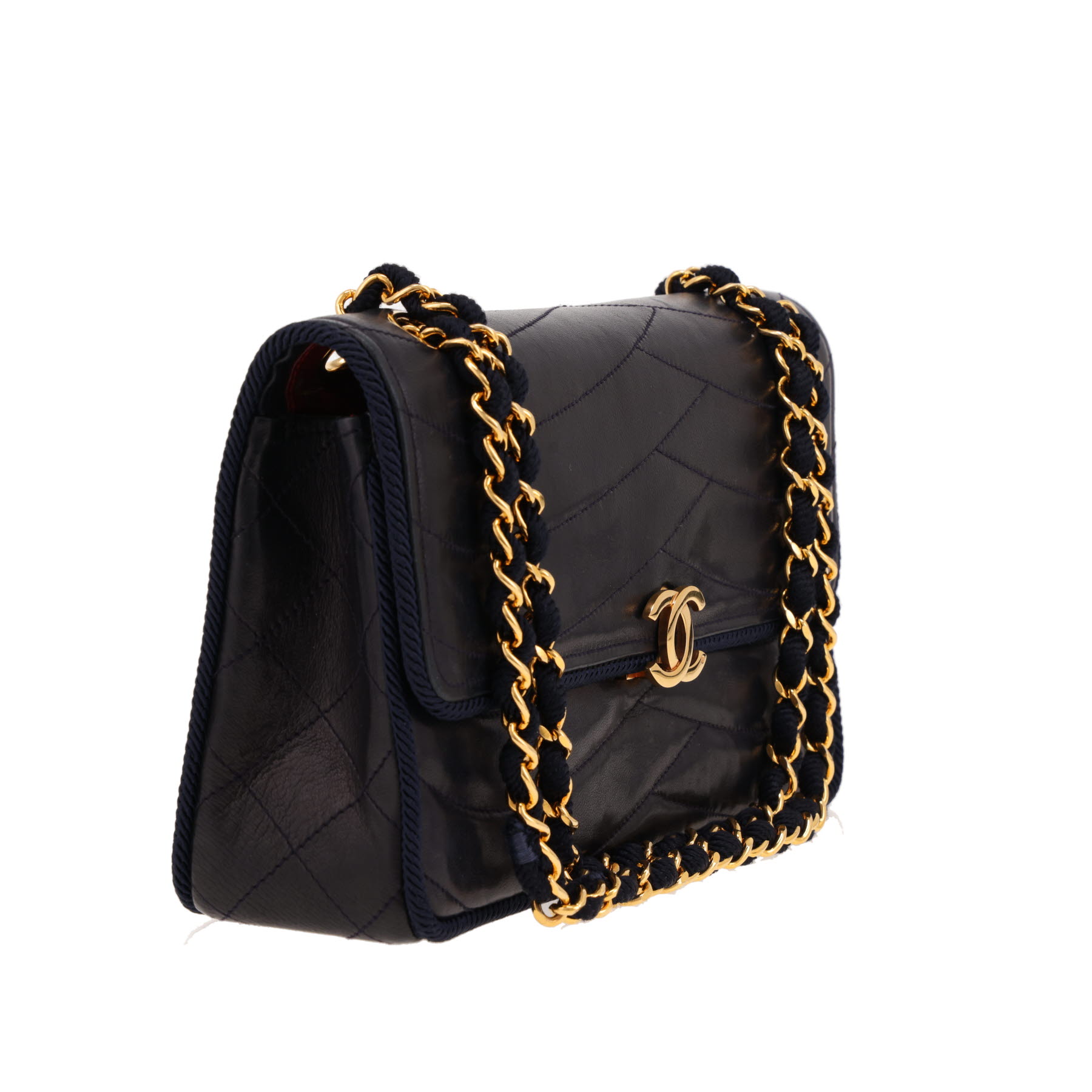 Chanel  Vintage handbag  in navy blue quilted leather