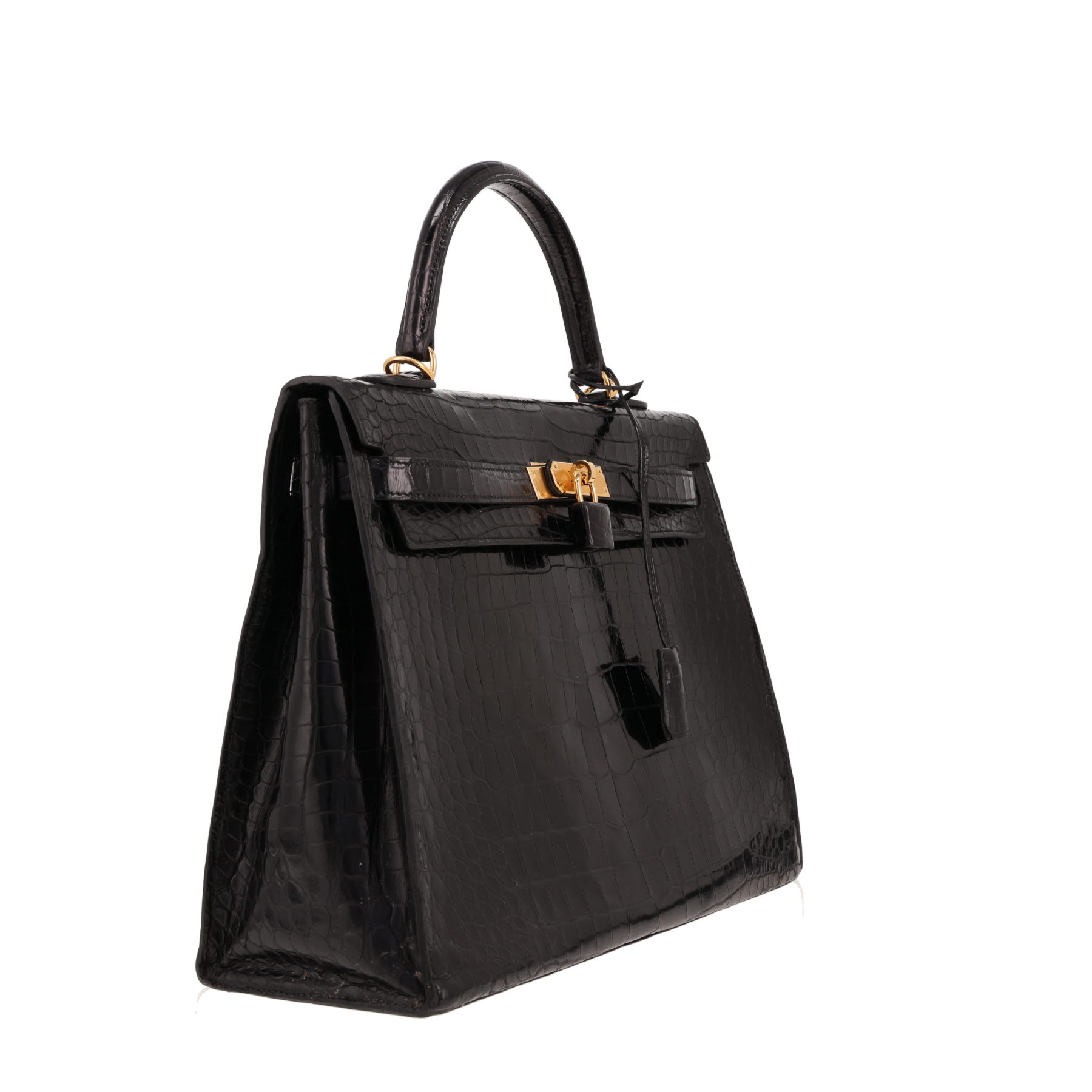 Bolso de mano Hermès  Kelly 35 cm en cocodrilo negro