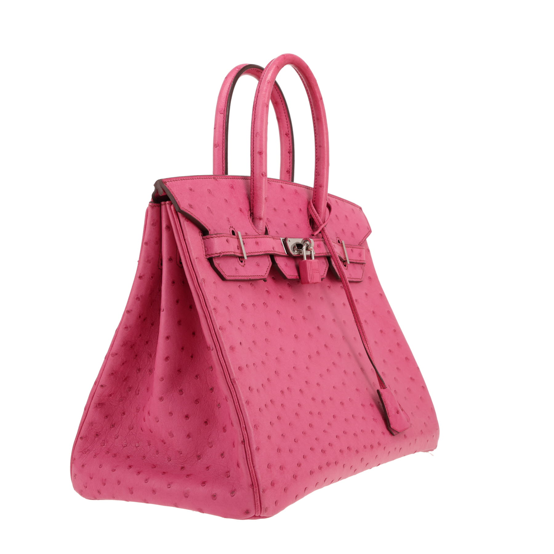 Bolso de mano Hermès  Birkin 35 cm en avestruz rosa