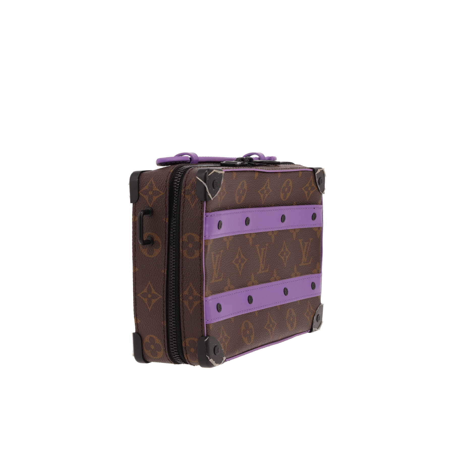 Sac bandoulière Louis Vuitton  Trunk en toile monogram marron et cuir violet