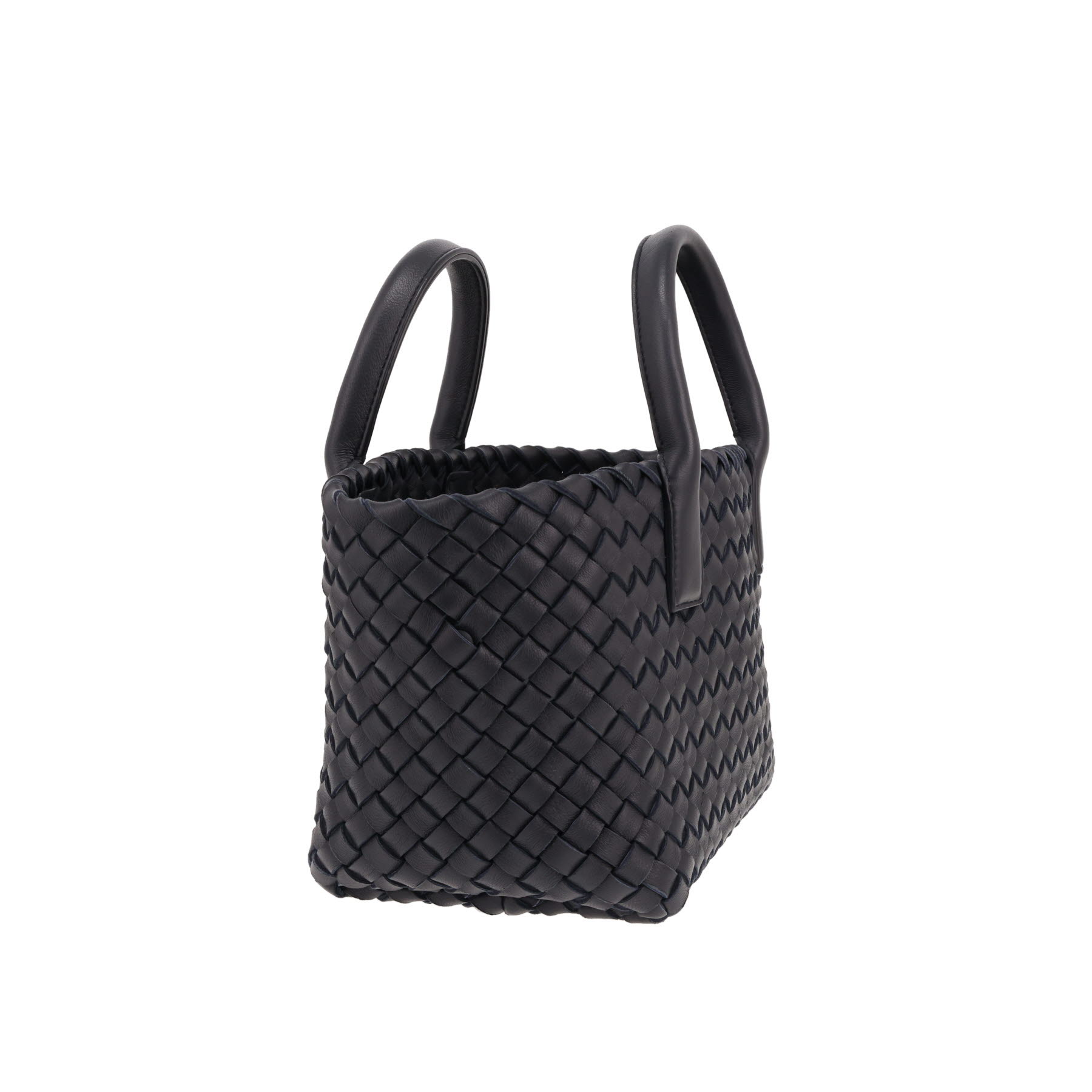 Bolso de mano Bottega Veneta  Cabat, modelo pequeño,  de piel intrecciato azul marino