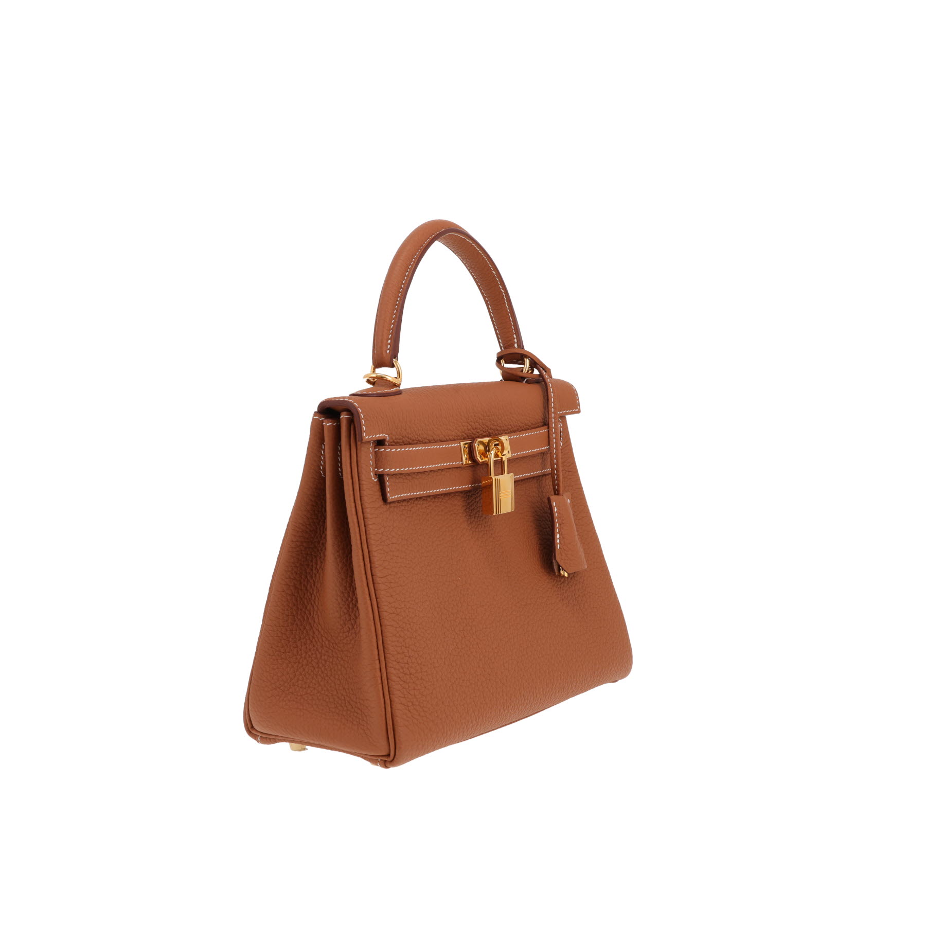 Bolso Hermès Kelly de 25 cm en piel Togo dorada