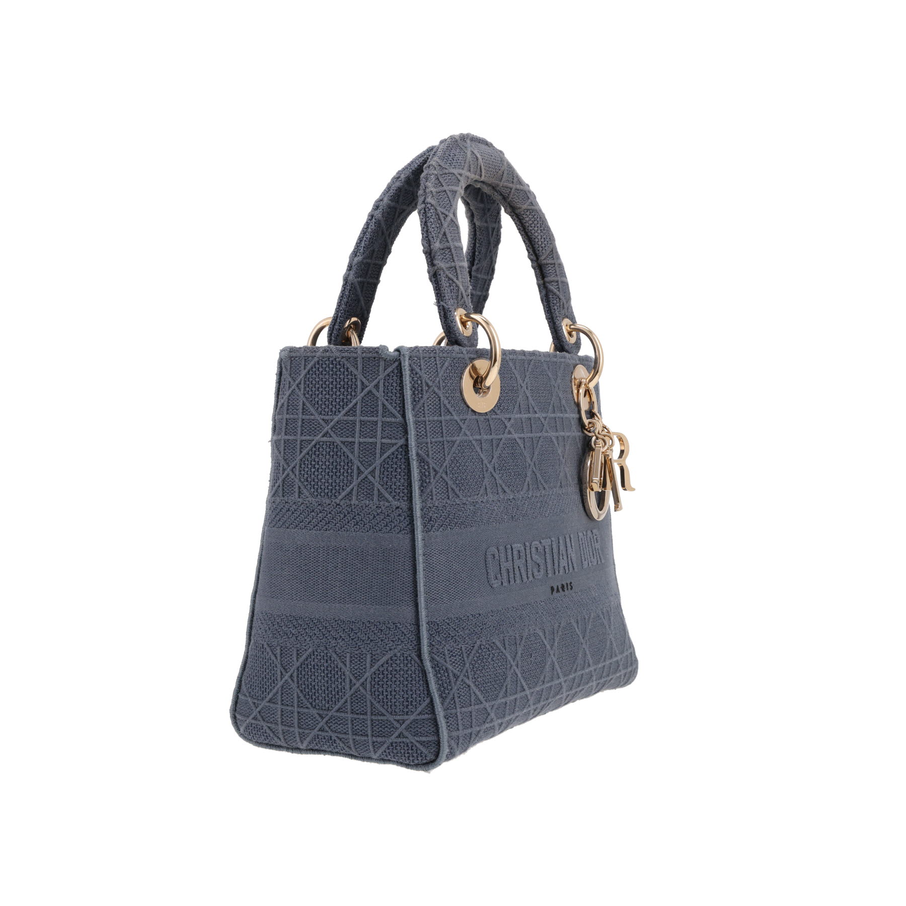 Borsa Dior  Lady D- Lite in tela cannage blu