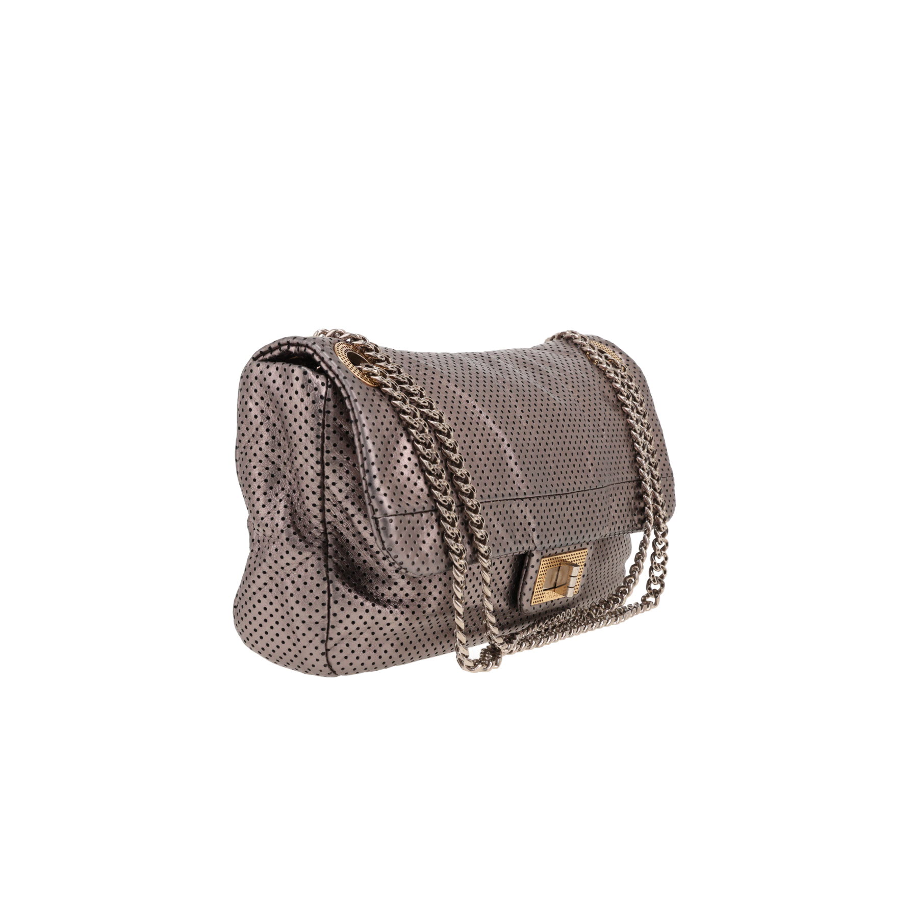 Bolso de mano Chanel  2.55 en cuero plateado