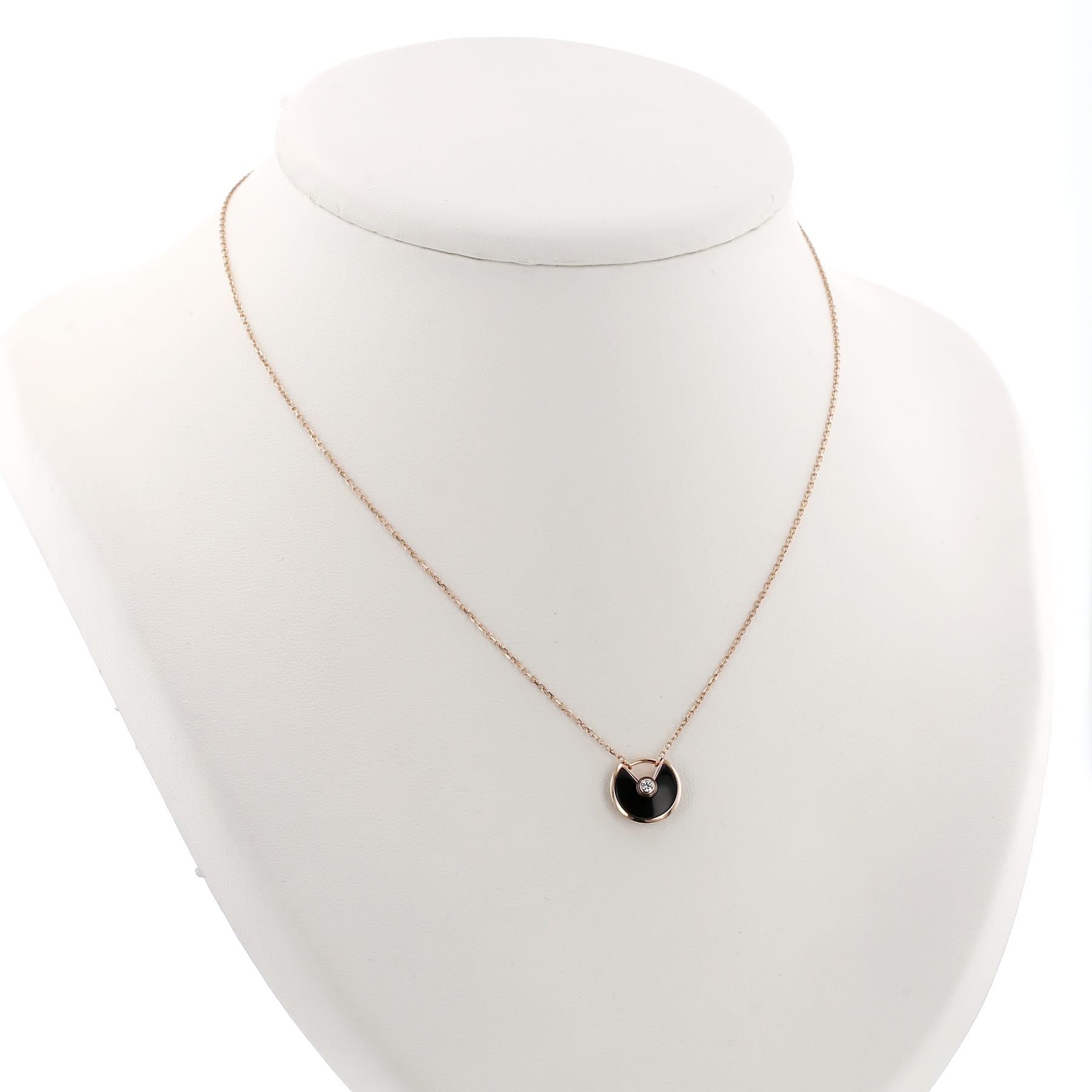 Collar Cartier Amulette, talla XS, en oro rosa, diamantes y ónix