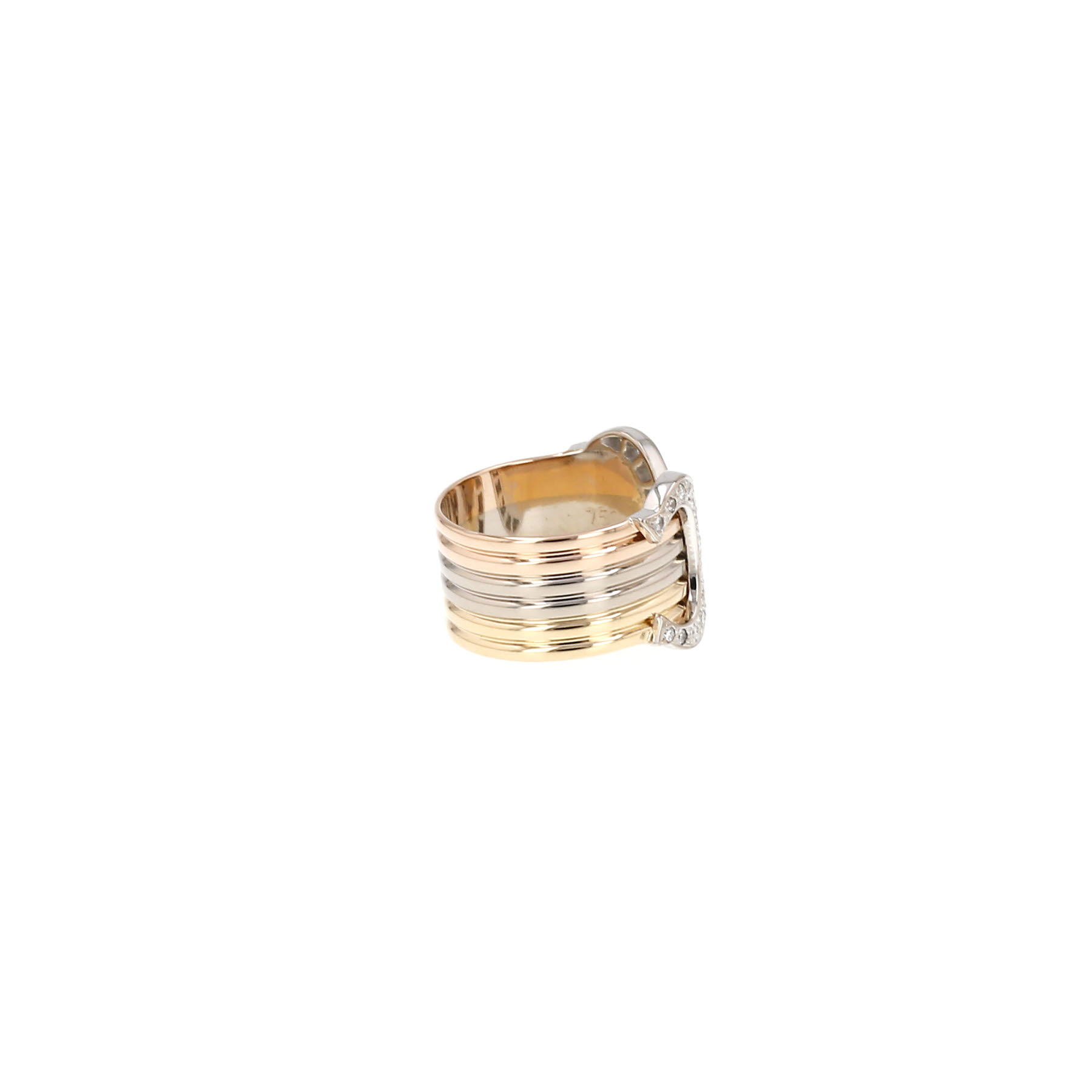 Cartier C de Cartier ring, large size, in three-tone gold and diamonds