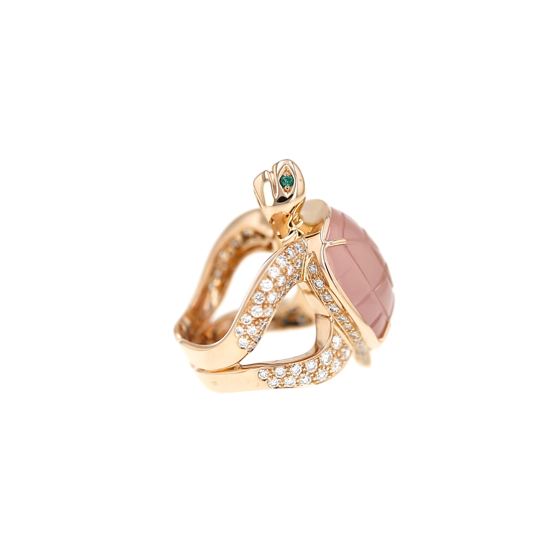 Boucheron Honu ring, ‘The Turtle’ in rose gold, diamonds and rose quartz