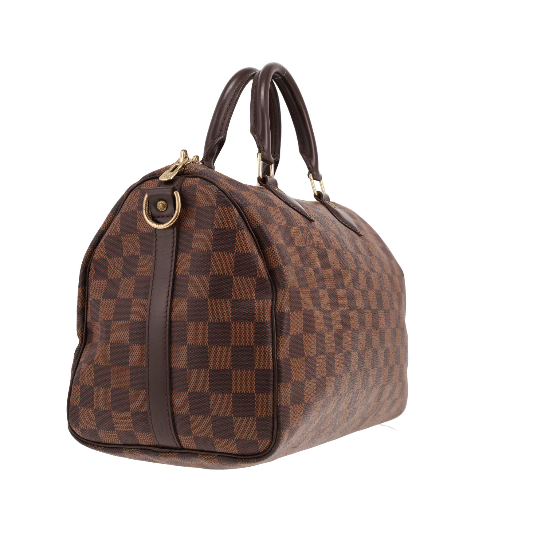 Louis Vuitton Speedy 30 handbag in Ebène Damier canvas and brown leather