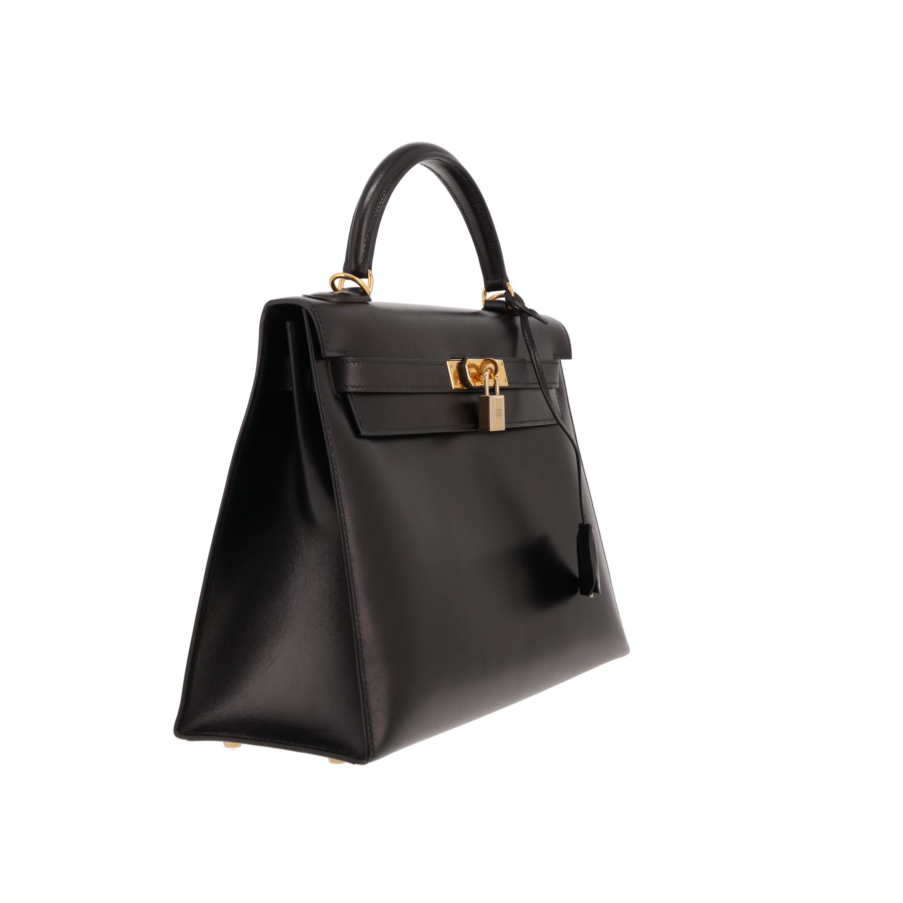 Borsa Hermès Kelly 32 cm in pelle nera "box"