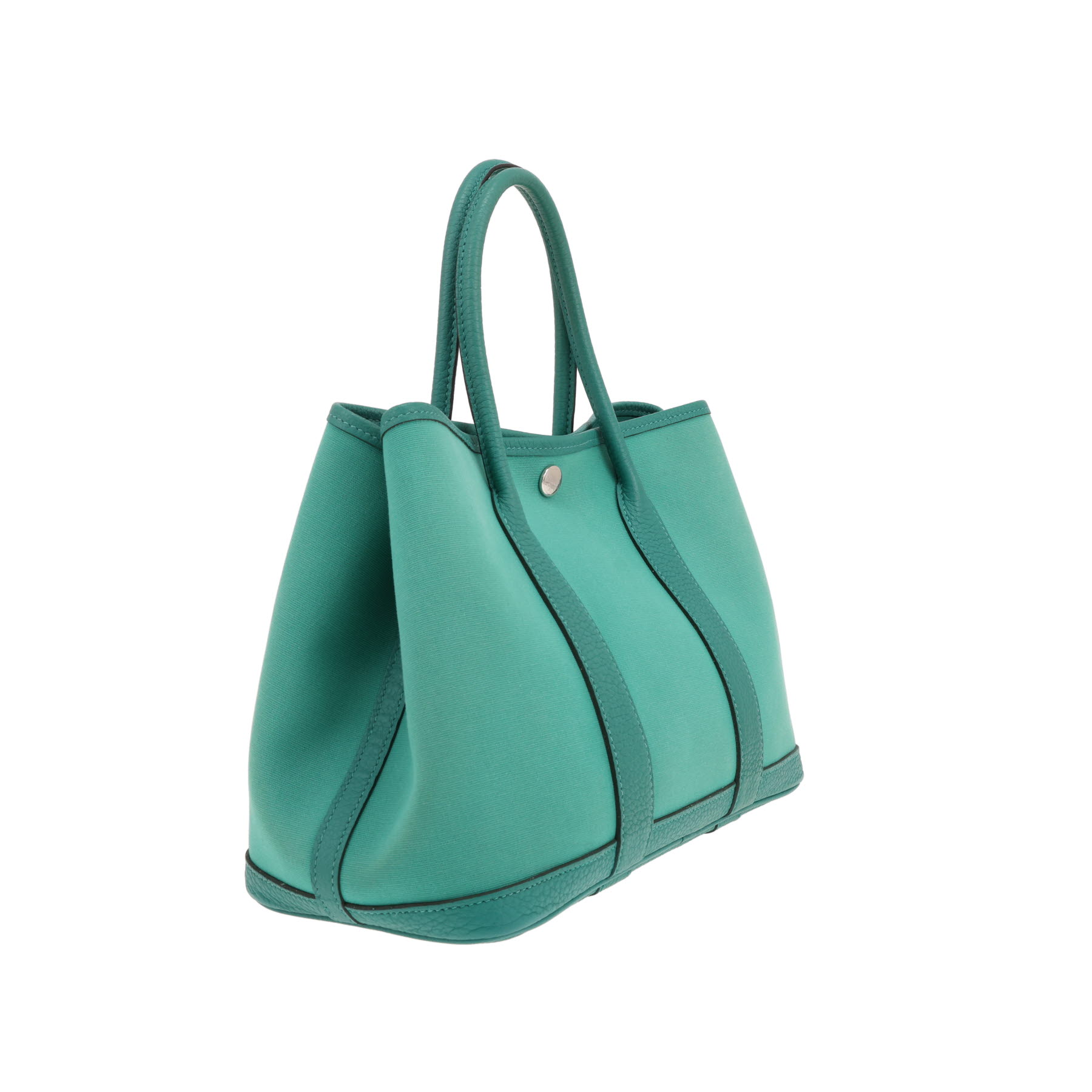 Borsa Hermès Garden Party da 30 cm in tela e pelle verde