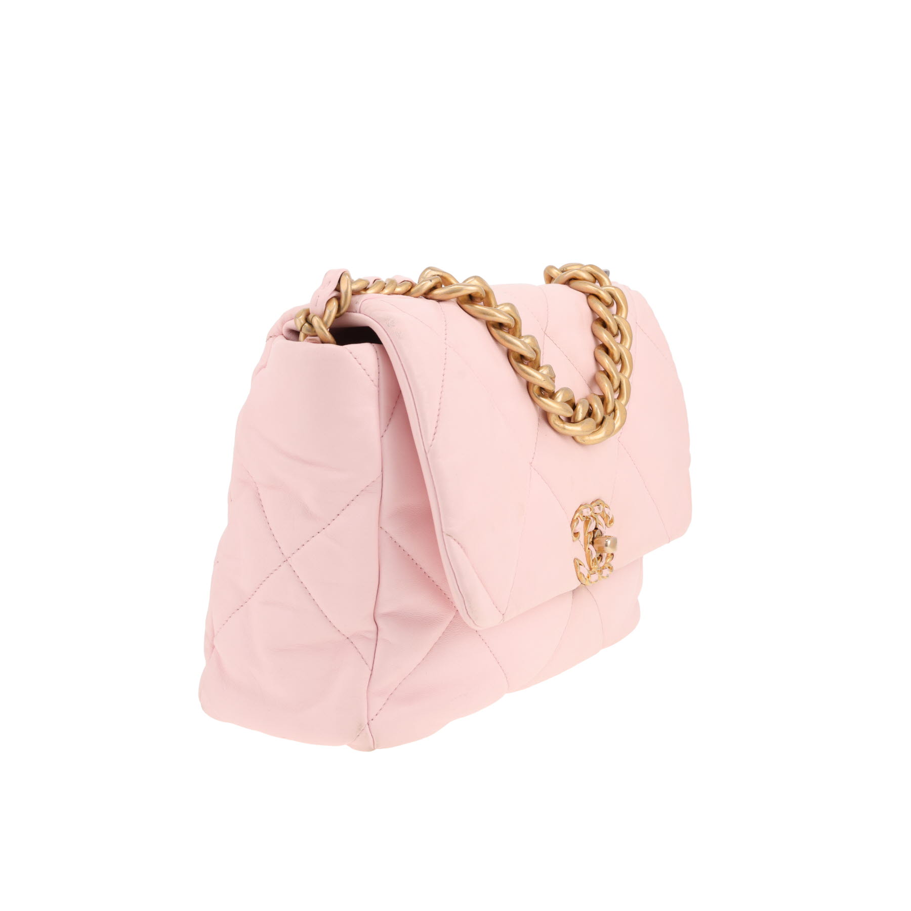 Chanel  19 handbag  in pink quilted leather