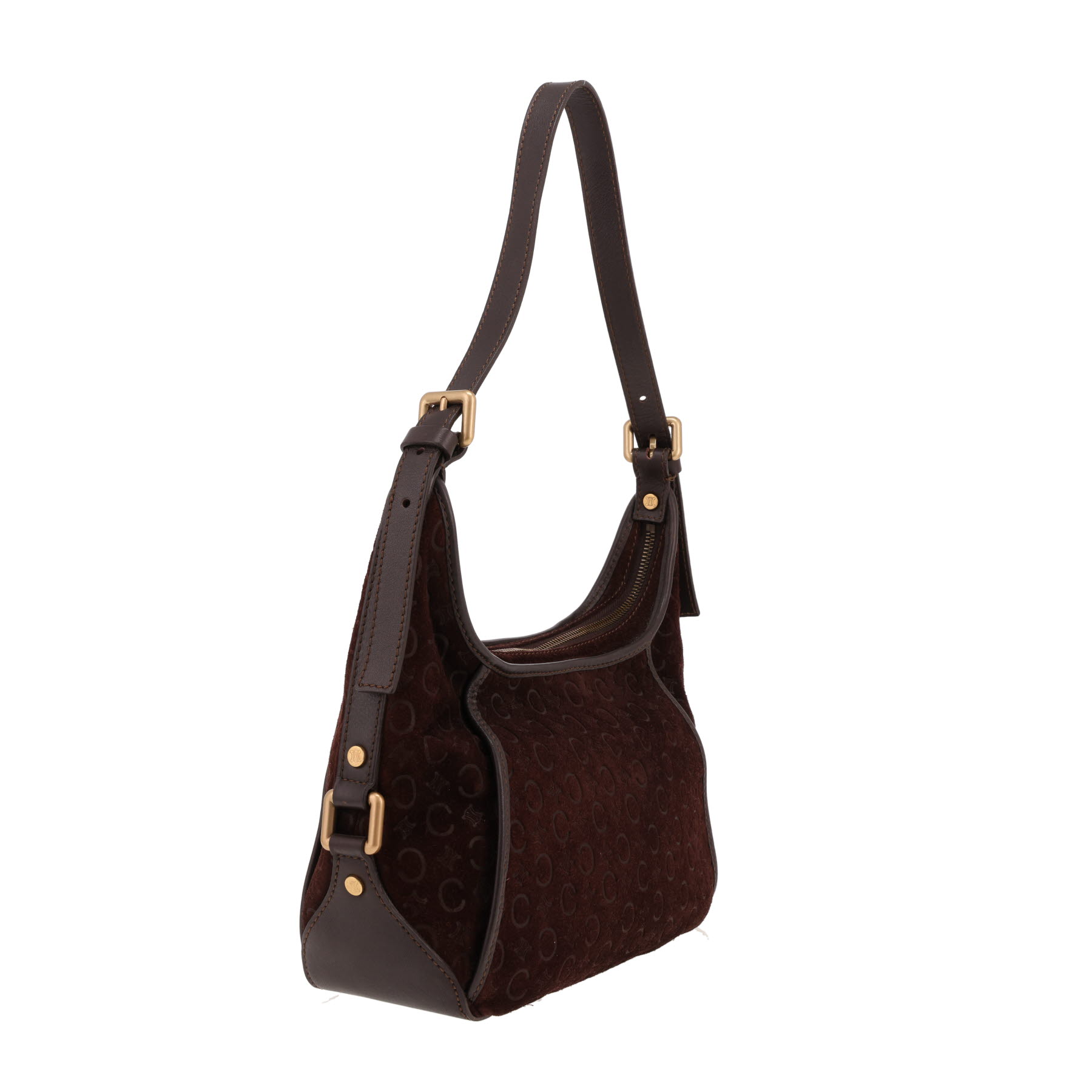Celine   handbag  in brown Veau velours  and brown leather