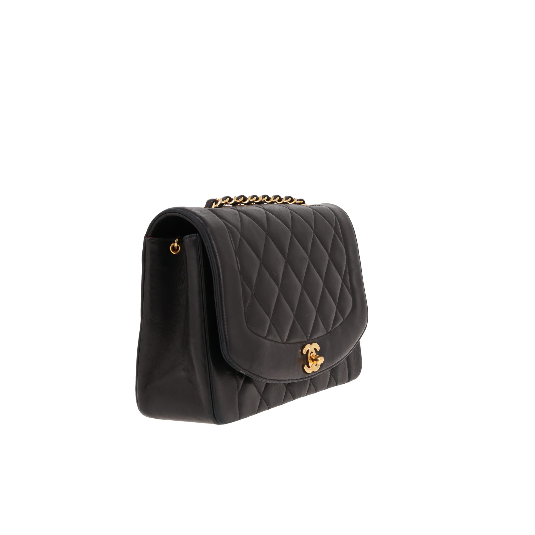 Chanel Diana shoulder bag in black quilted leather
