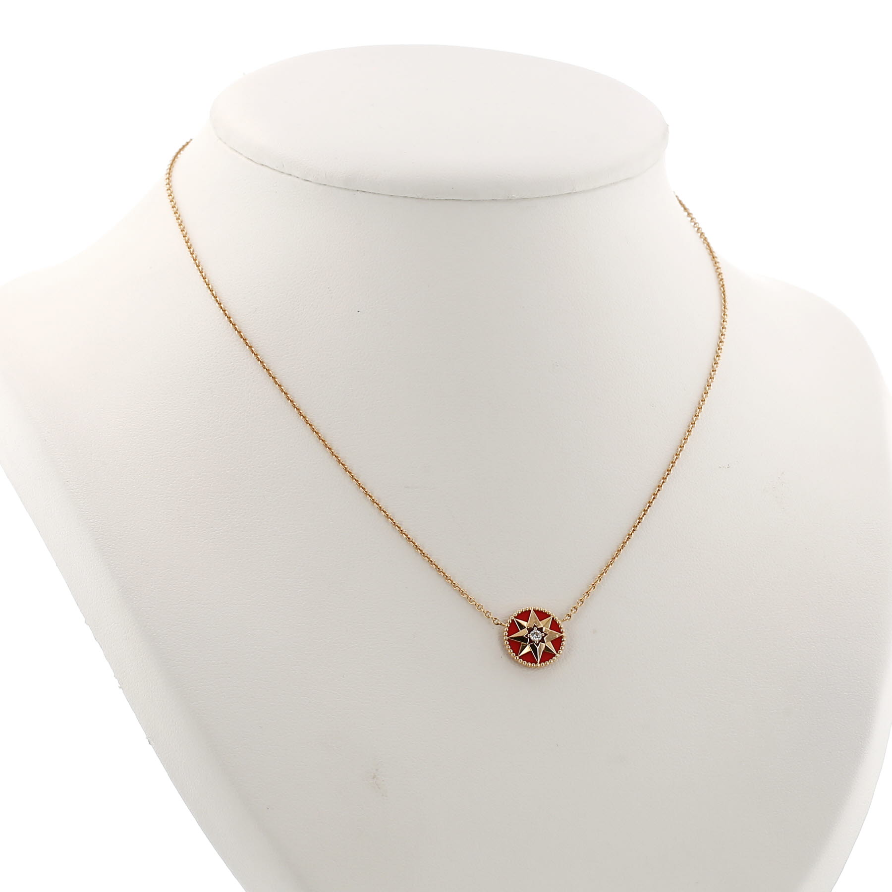 Collier Dior Rose des vents en or rose, céramique et diamant
