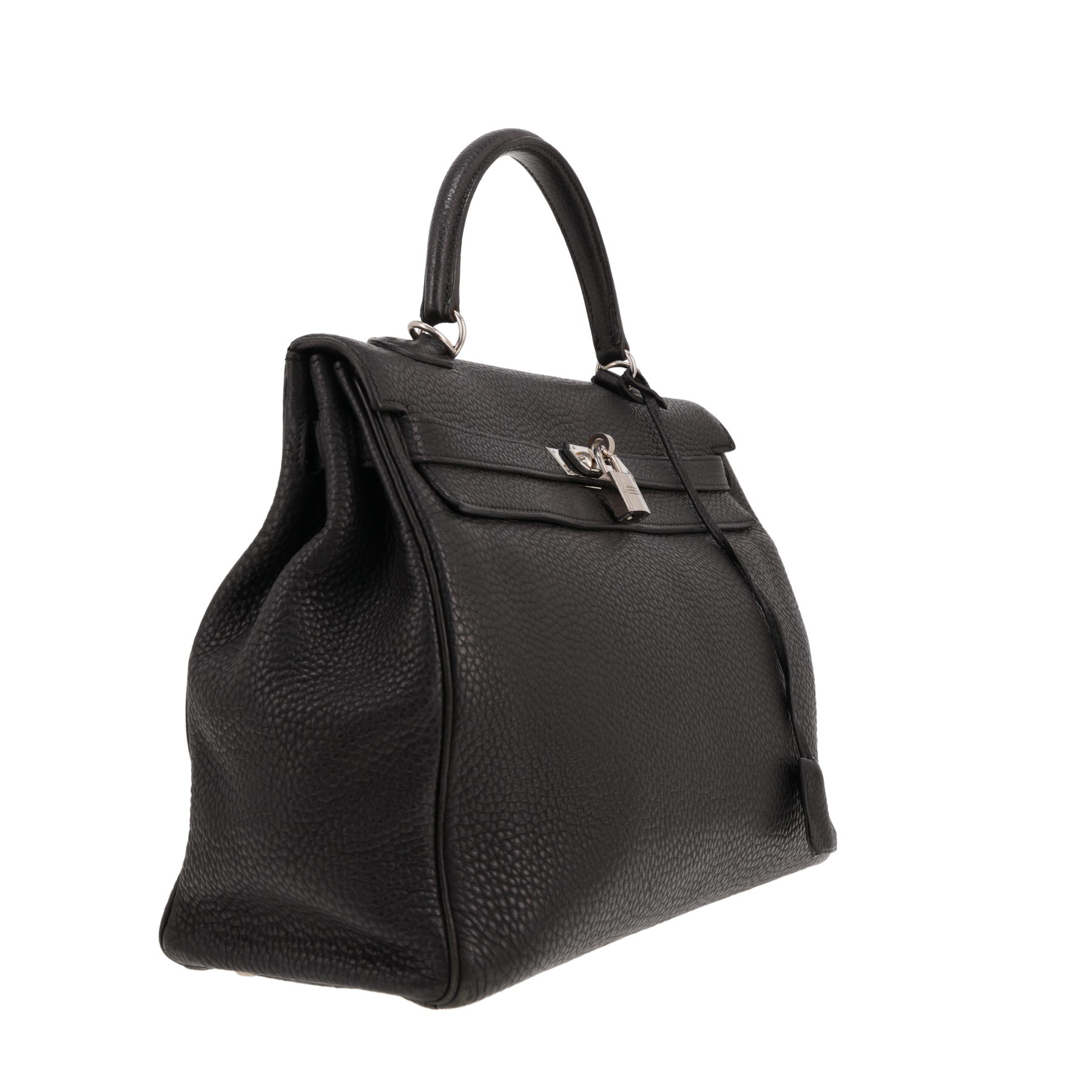 Sac à main Hermès  Kelly 35 cm en cuir taurillon clémence noir