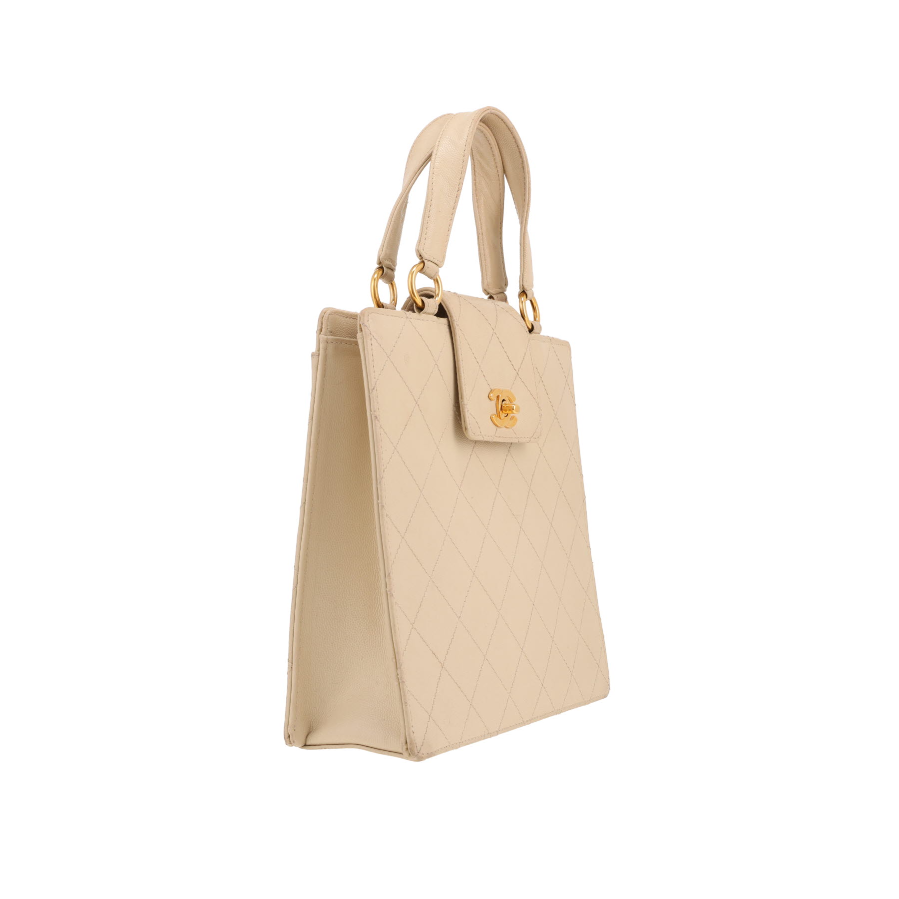 Sac à main Chanel  Vintage en cuir matelassé beige