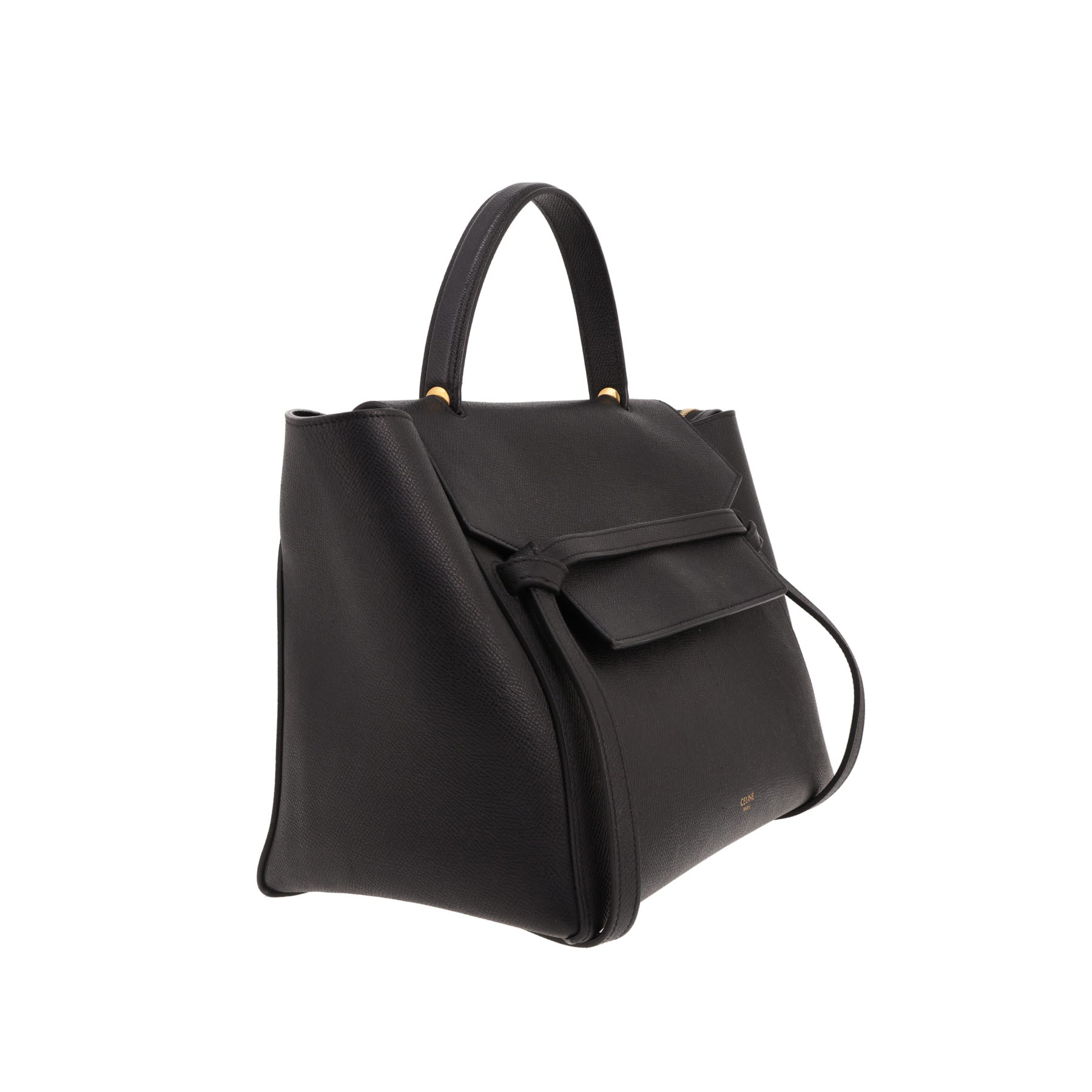 Celine Belt Mini handbag in black grained leather