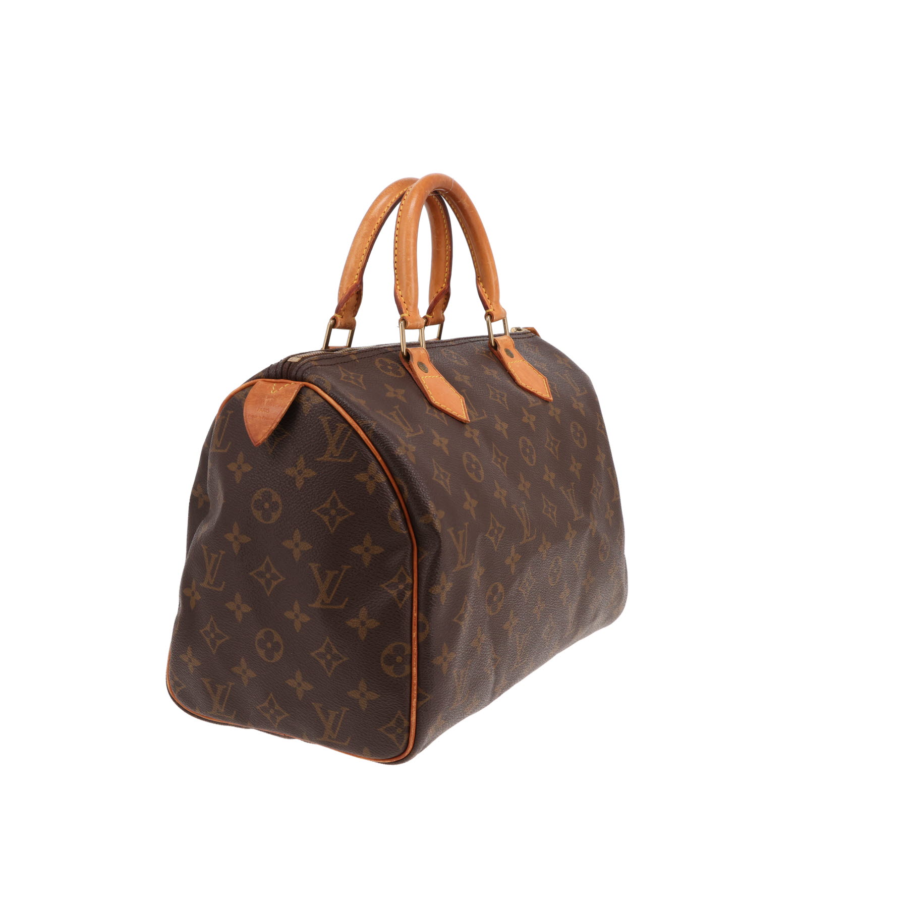 Sac à main Louis Vuitton  Speedy 30 en toile monogram marron et cuir naturel