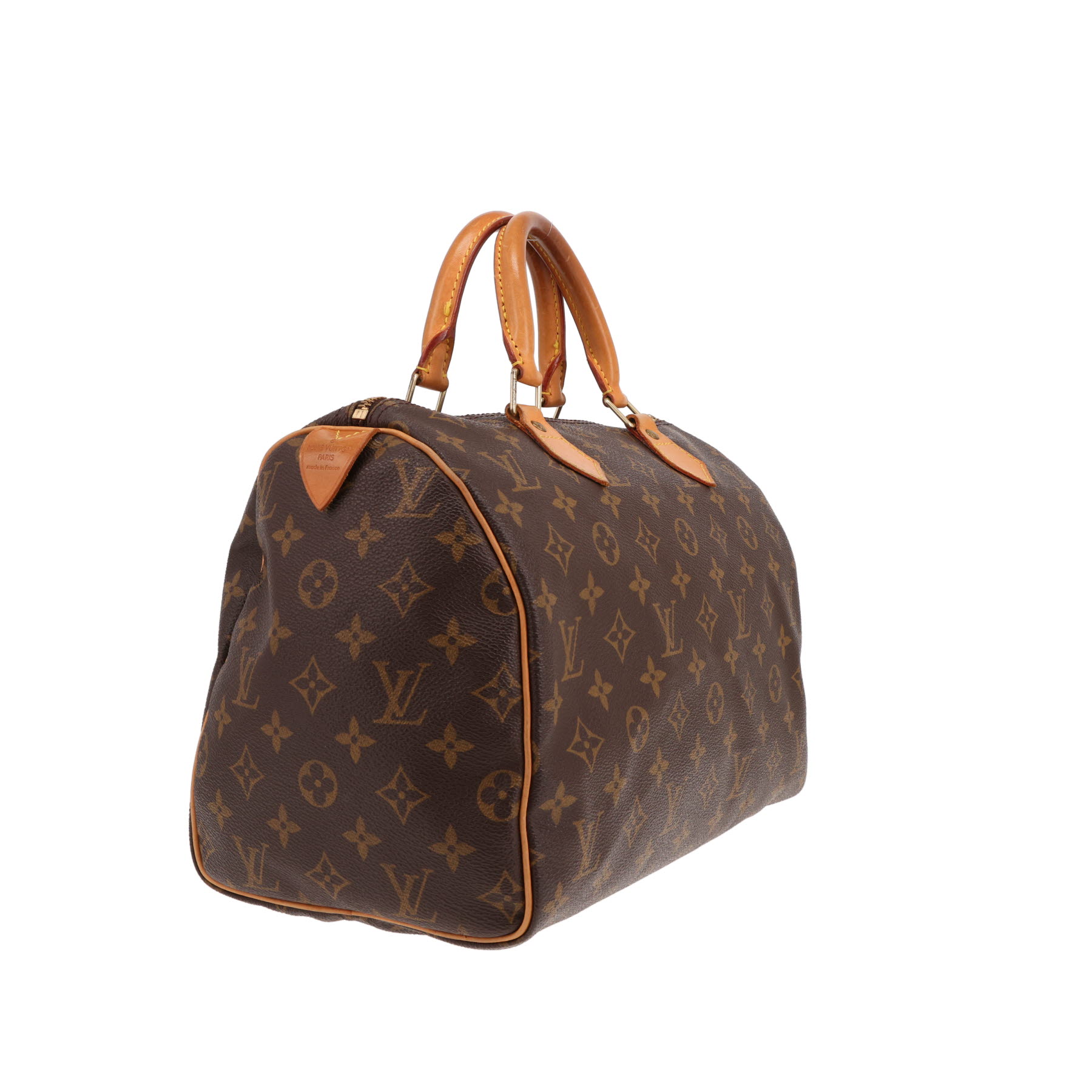 Bolso Louis Vuitton Speedy 30 de lona Monogram marrón y piel natural