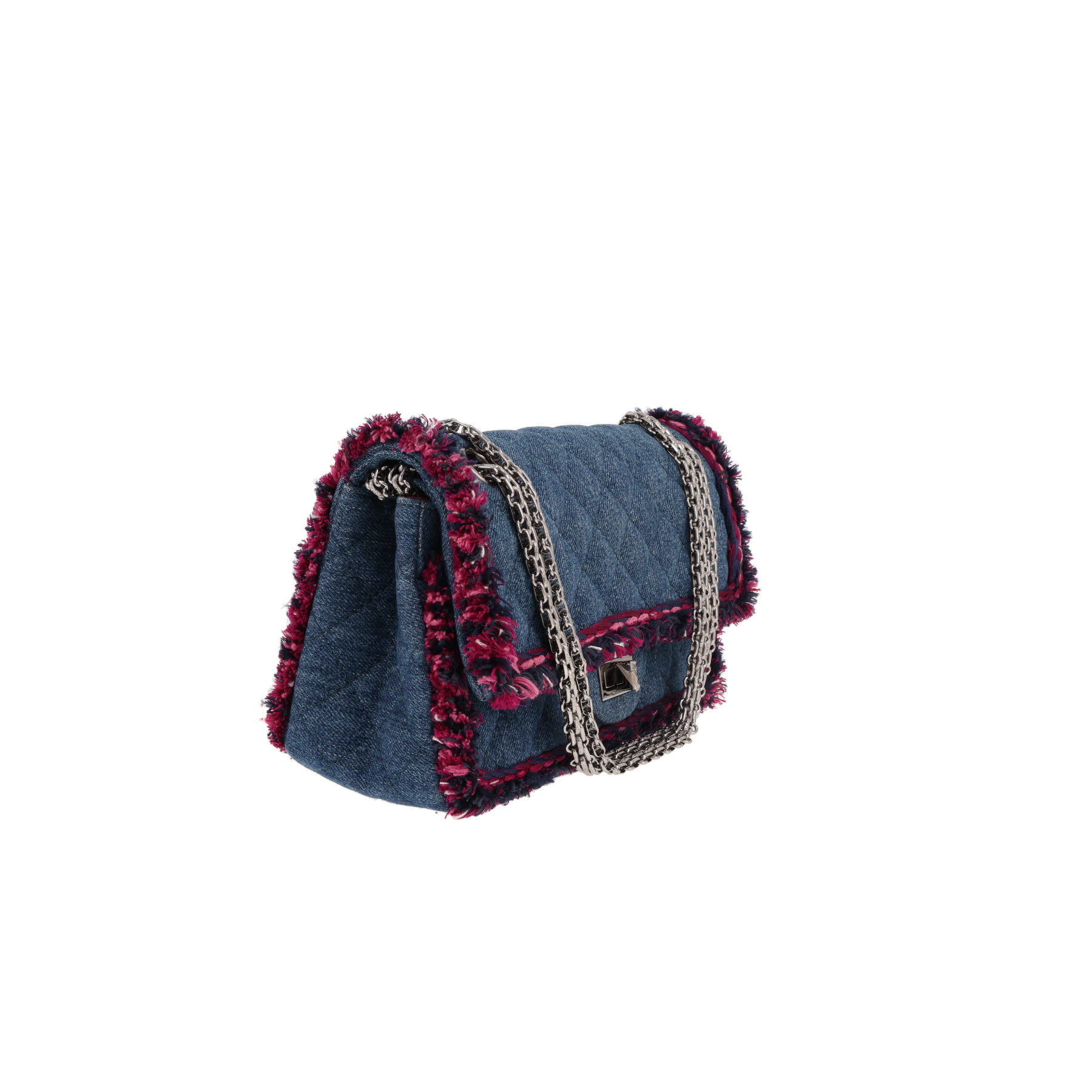 Chanel 2.55 handbag in blue denim and pink tweed