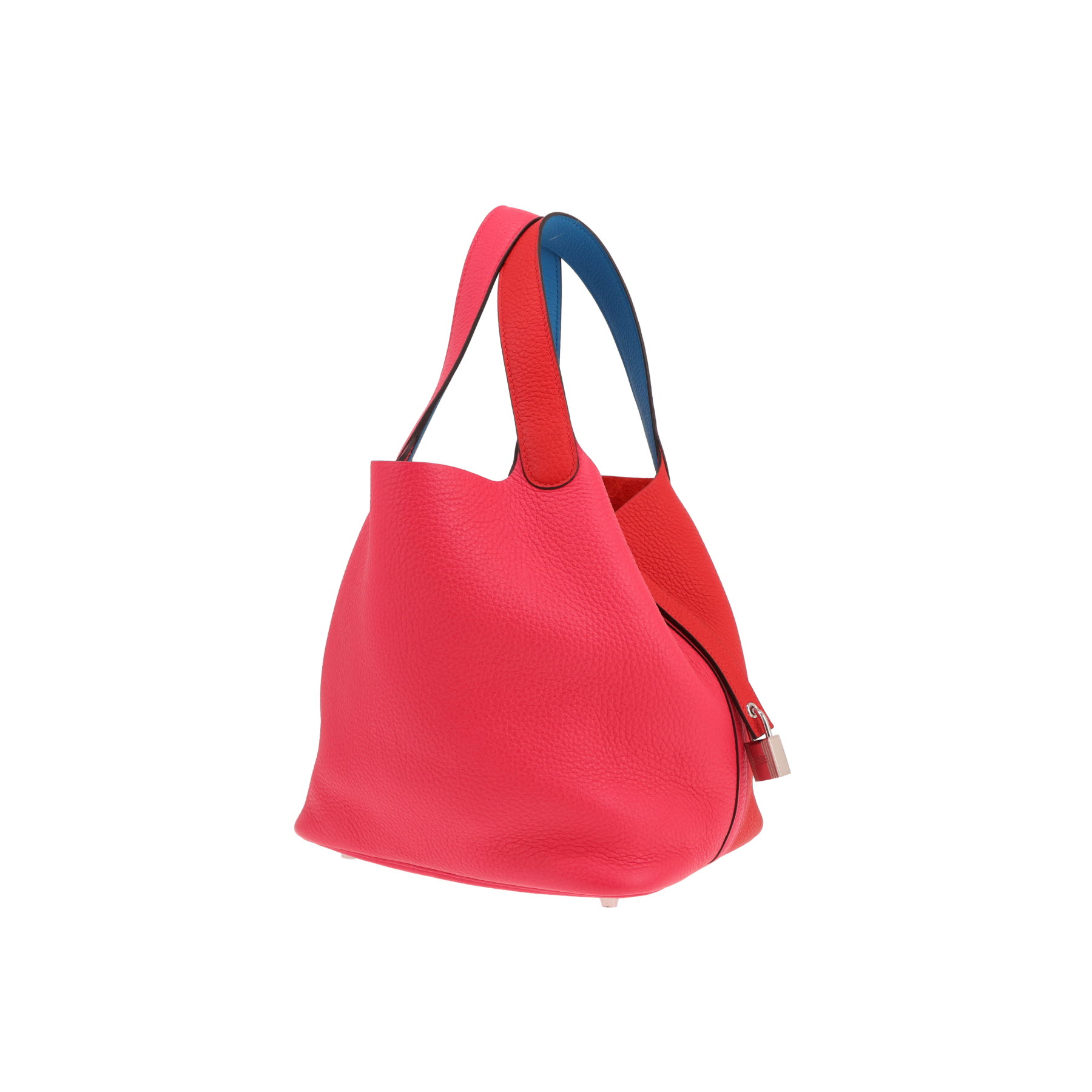 Sac à main Hermès  Picotin 22 cm Casaque en cuir taurillon clémence Rose extrême et Rouge de Coeur