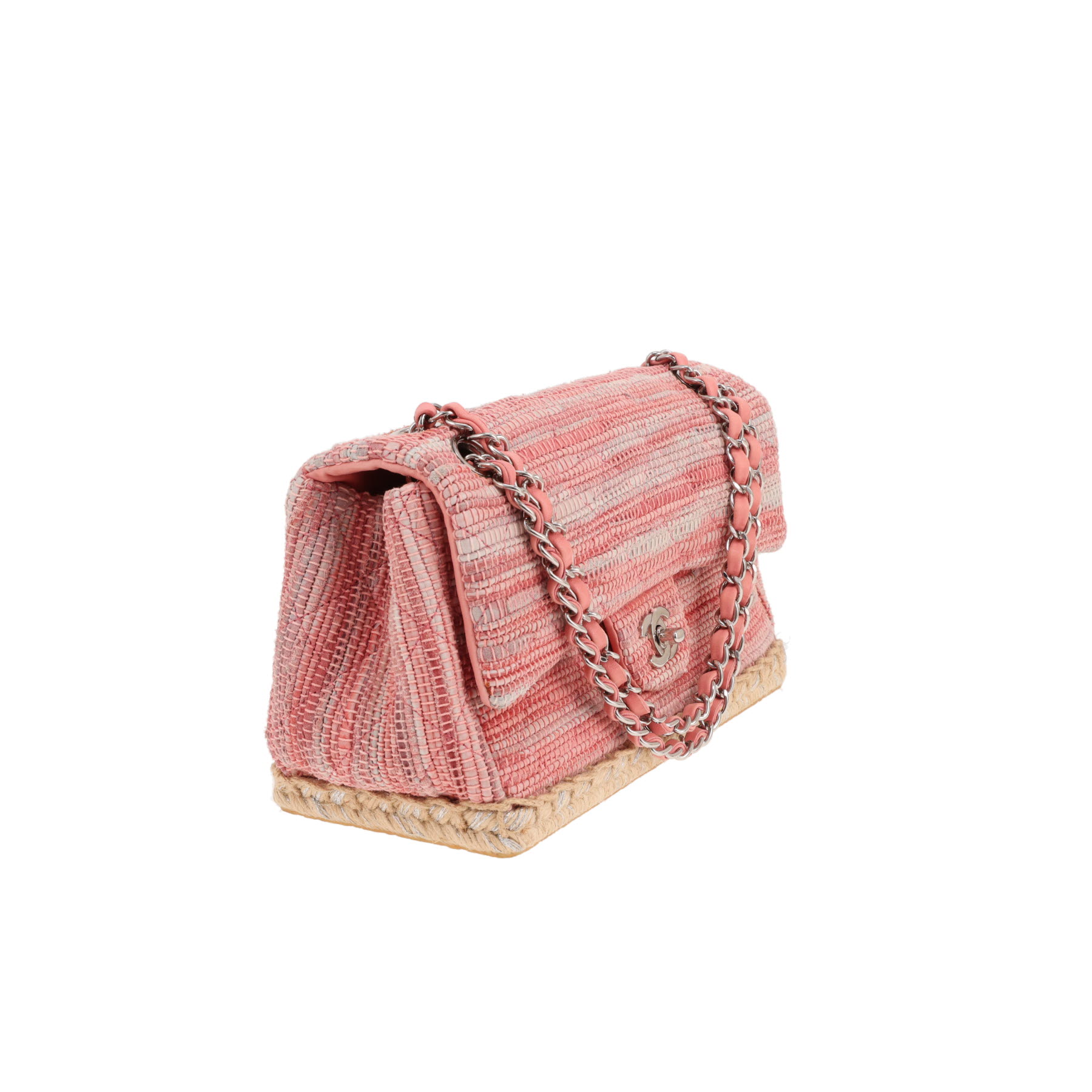 Chanel Timeless handbag in pink leather and canvas