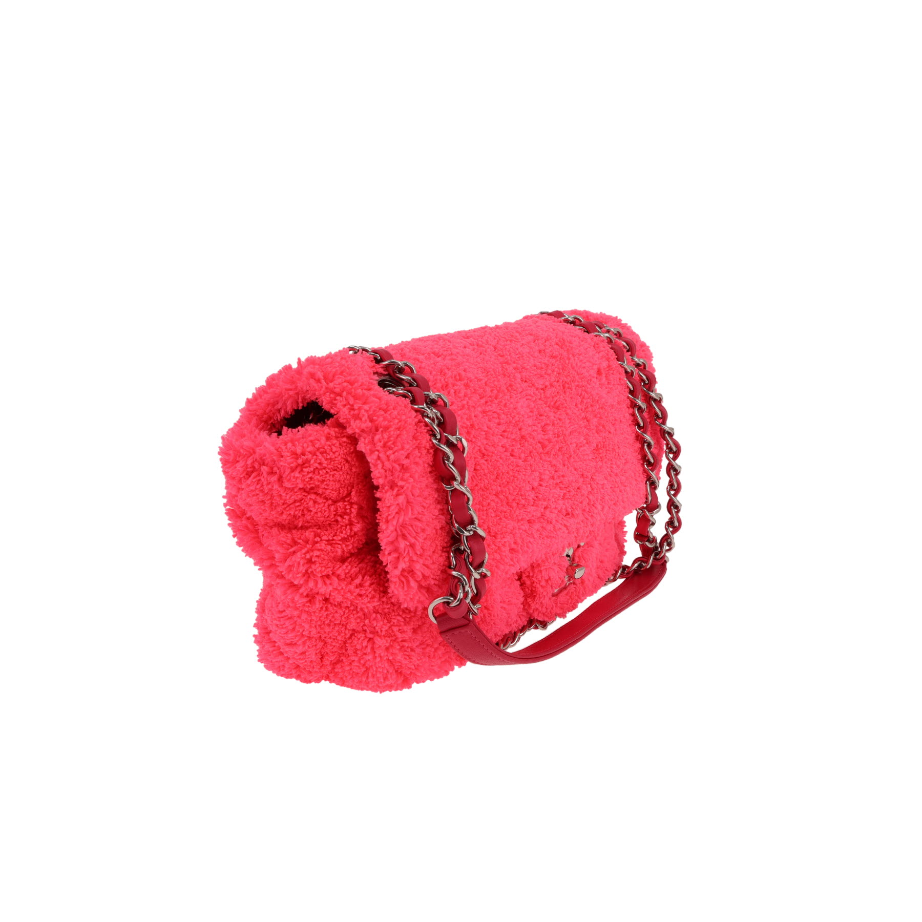Borsa Chanel  Timeless Classic in tessuto di spugna rosa