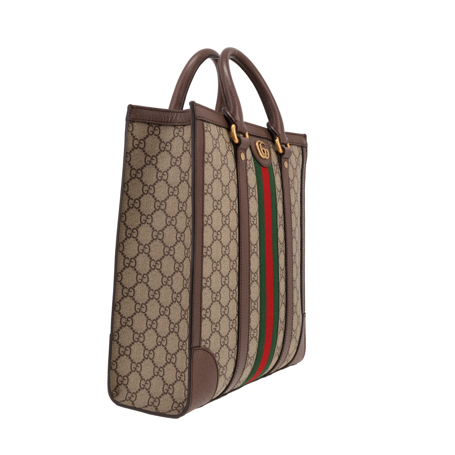 Gucci Ophidia tote bag in beige GG Supreme canvas and brown leather