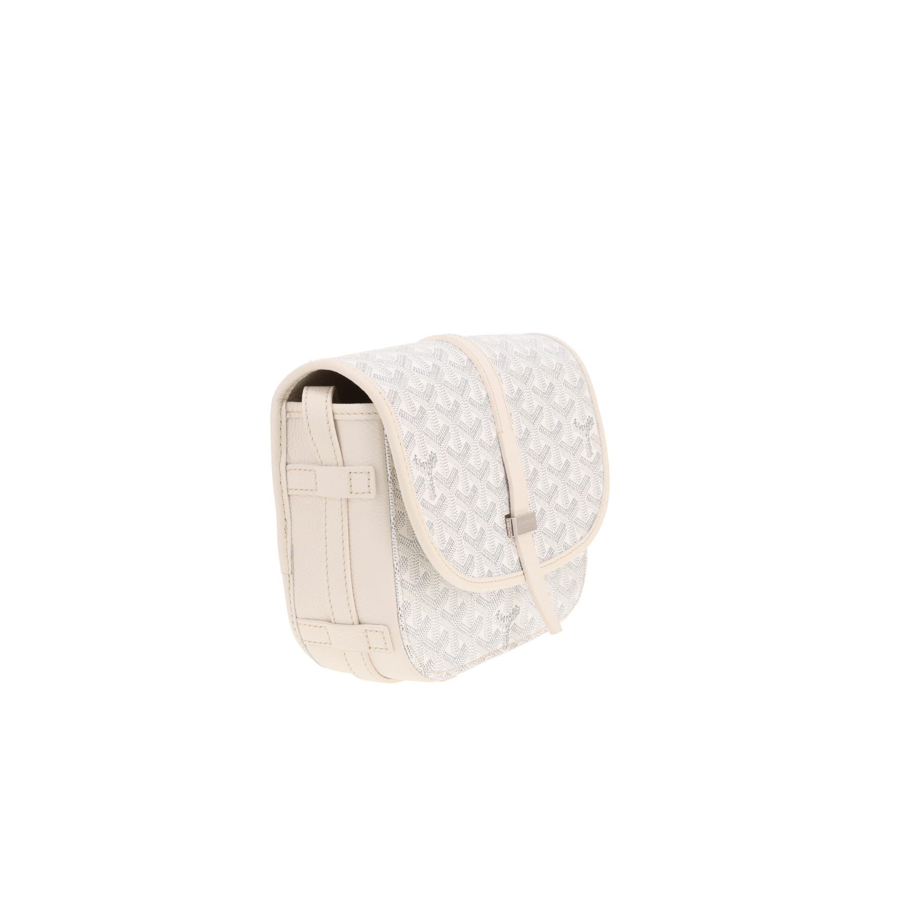 Sac bandoulière Goyard  Belvedère en toile Goyardine blanche et cuir blanc