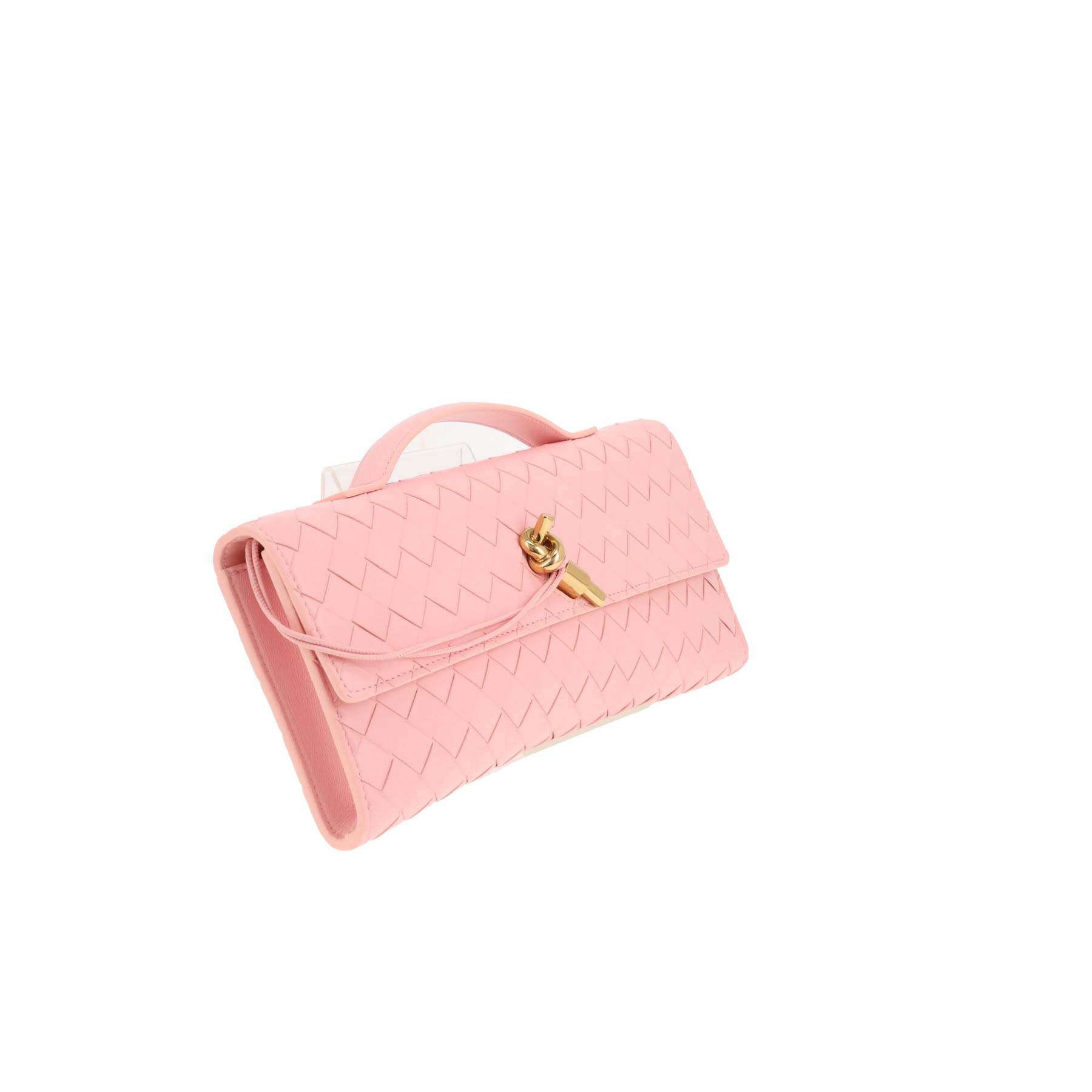Pochette Bottega Veneta  Clutch Andiamo en cuir intrecciato rose