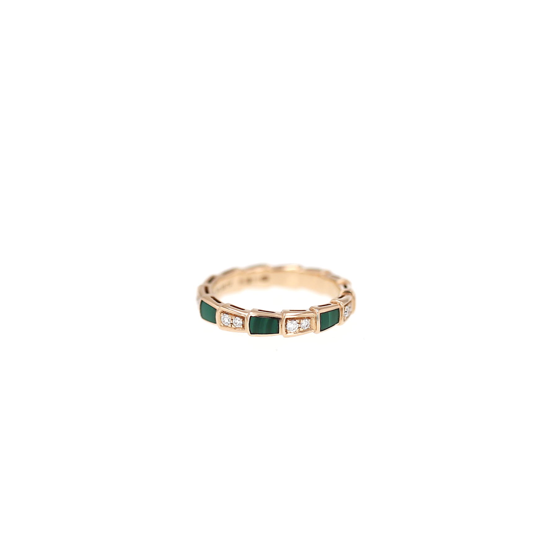 Bulgari Serpenti Viper ring in rose gold, malachite and diamonds