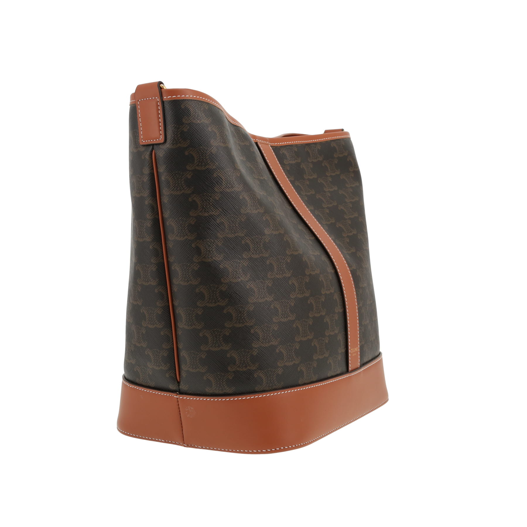 Celine  Seau medium model  shoulder bag  monogram canvas  and brown leather