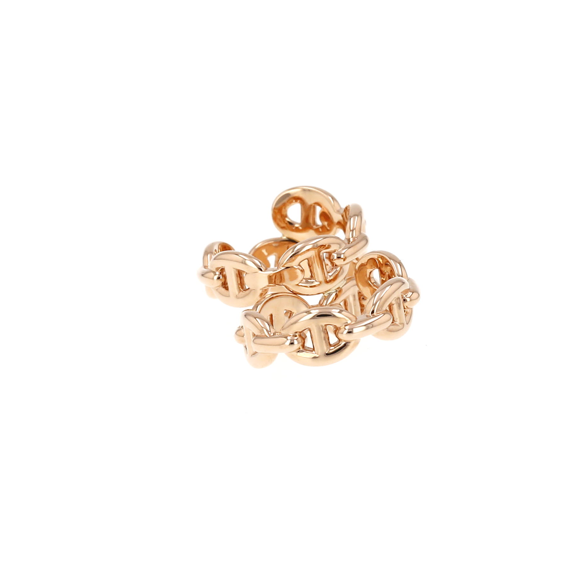 Bague double Hermès Chaîne d'Ancre enchainée en or rose